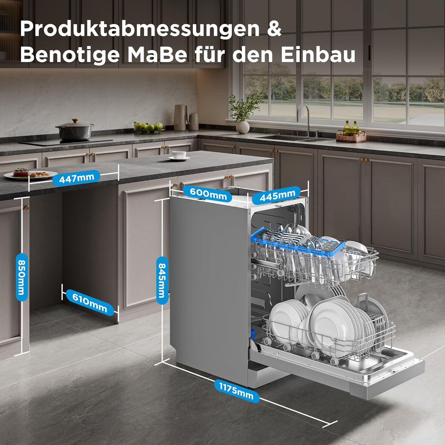 Midea Standgeschirrspüler SF 3.45N Pro, 9 l, 9 Maßgedecke