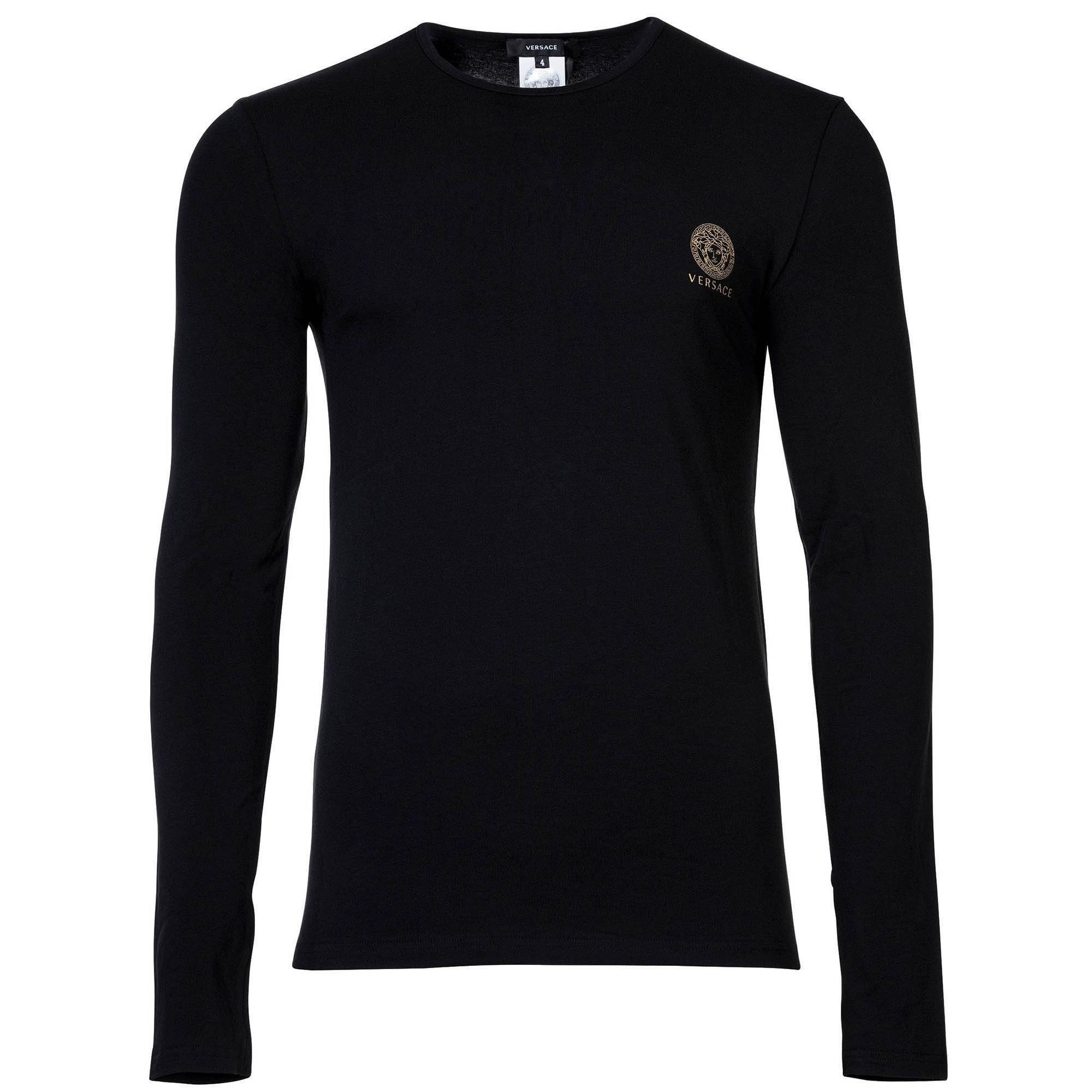 Versace T-Shirt Herren Shirt - langarm, Sweatshirt, Rundhals Schwarz