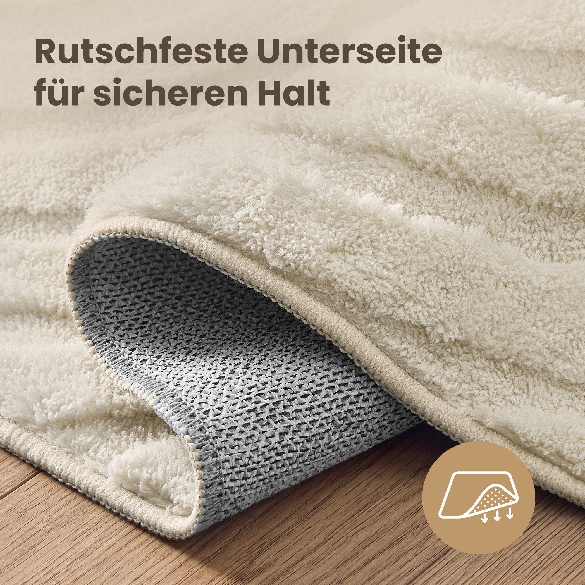 SONGMICS Teppich 3D Hoch-Tief-Flor, Höhe:10mm für Wohnzimmer Schlafzimmer, Maschinenwaschbar, Rutschfeste TPR-Rückseite, 150 x 80 x 1 cm – Bild 5 von 5