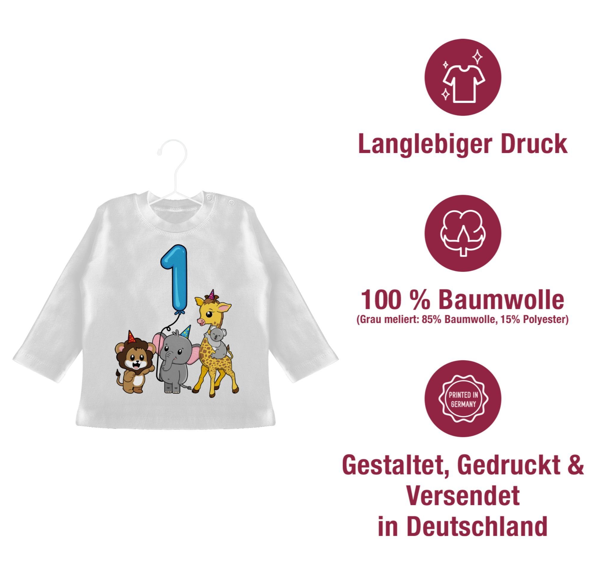 Geburtstag Ballon Weiß 3 Erster Shirtracer Tiere T-Shirt 1. mit