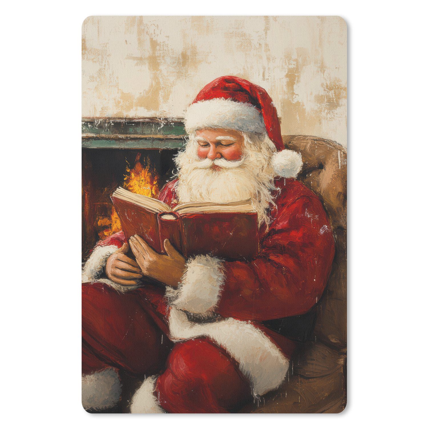 MuchoWow Mauspad Weihnachten - Weihnachtsmann - Winter - Open Fireside (1-St), Mousepad, Office und Gaming Zubehör, Desk Mat, 40x60 cm