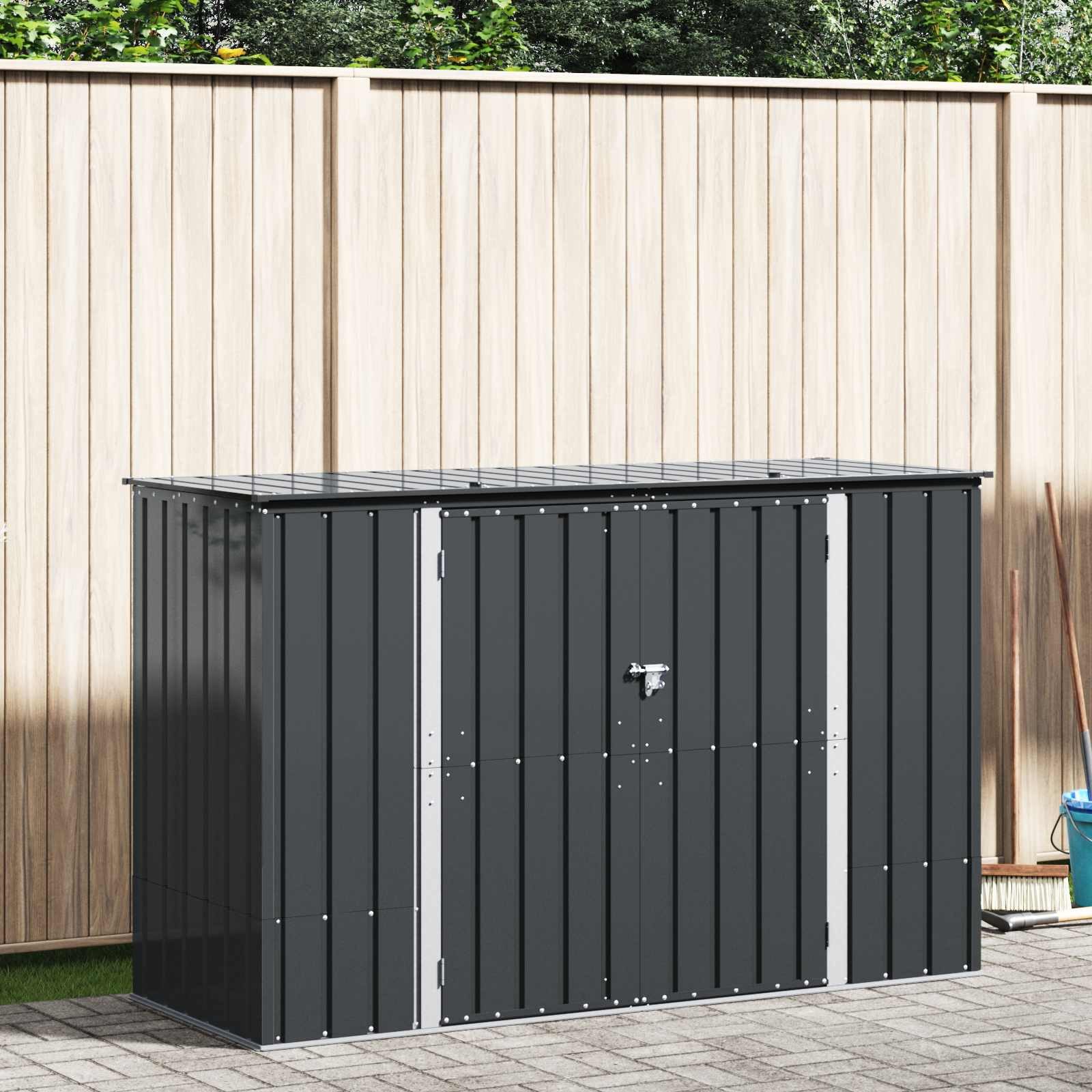 vidaXL Gartenhaus Gartenlagerbox Schwarz 214 x 82 x 132 cm Stahl