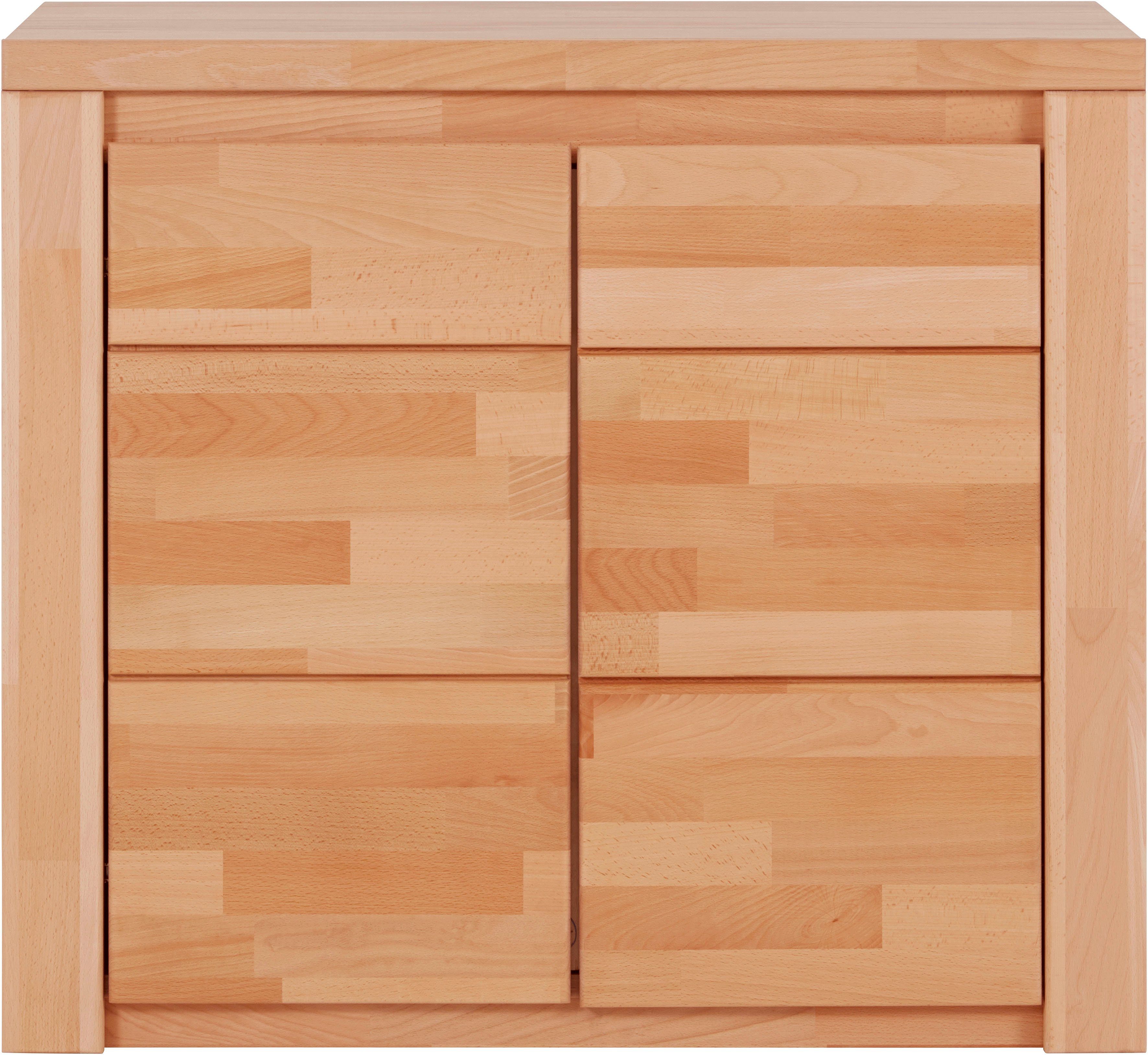 OTTO home Kommode Burano,90cm breit,35 cm tief, Fronten Massivholz, Holz massiv, Holzwerkstoff,2 Türen,2 breite Fächer