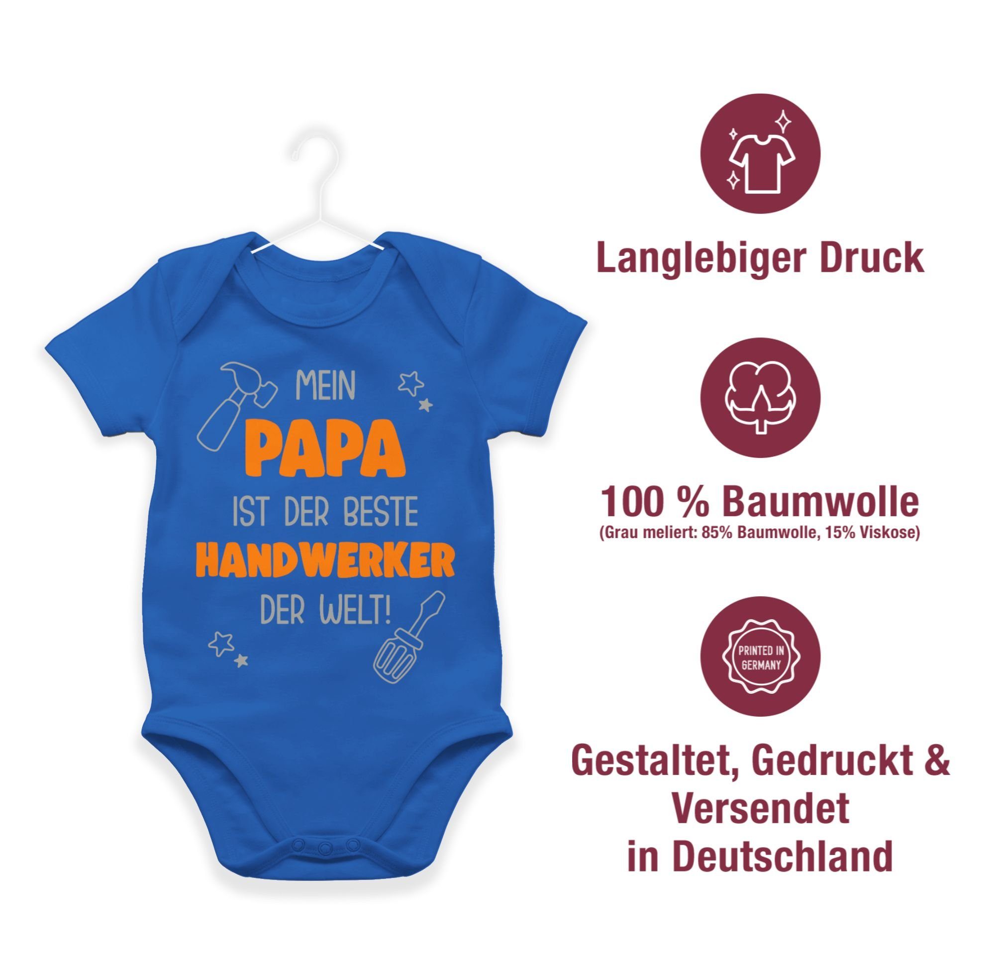 Shirtracer Shirtbody Mein Papa beste Baby 2 Royalblau Handwerker der gemischt Bunt der Welt ist