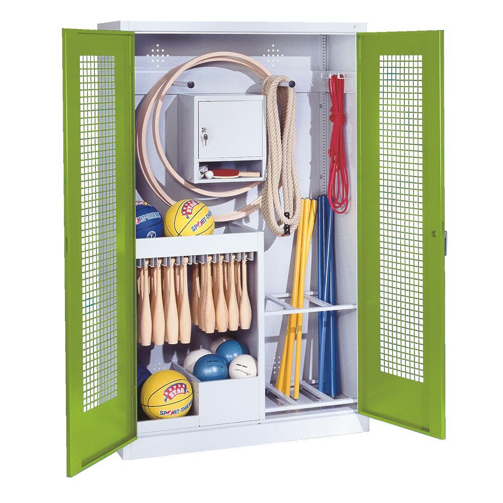 C+P Geräteschrank Sportgeräteschrank mit Lochblech-Flügeltüren (Typ 1), HxBxT 195x120... Universallösung mit unterschiedlichen Modulen