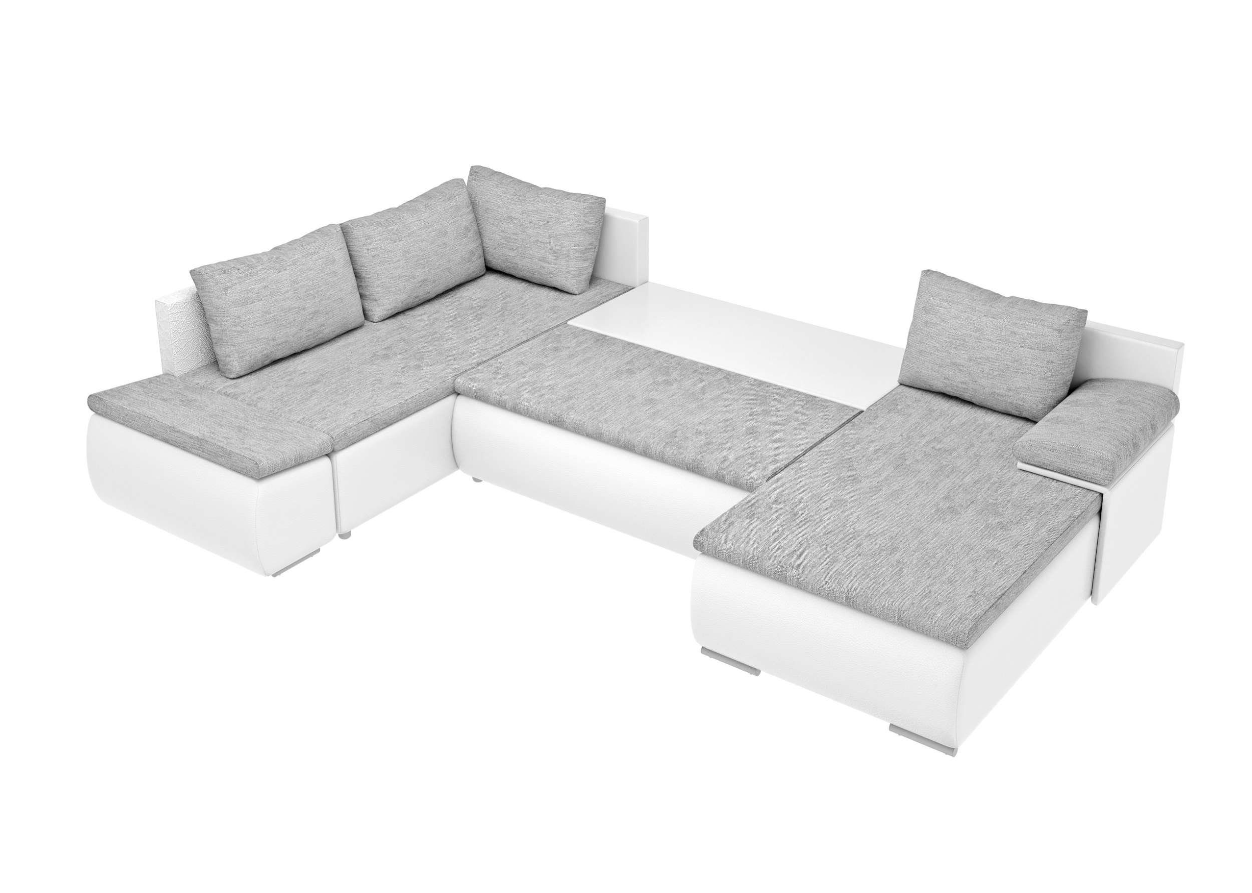 mit U-Form, im Raum Wellenfederung bestellbar, oder links Sofa, Bettkasten, Wohnlandschaft Design, und Modern Stylefy stellbar, mane rechts Bettfunktion mit frei Nessi,