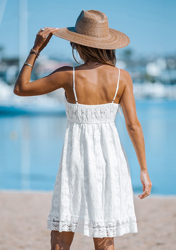 Cupshe A-Linien-Kleid Weißes Sommerkleid mit romantischer Spitze – Bild 3 von 5