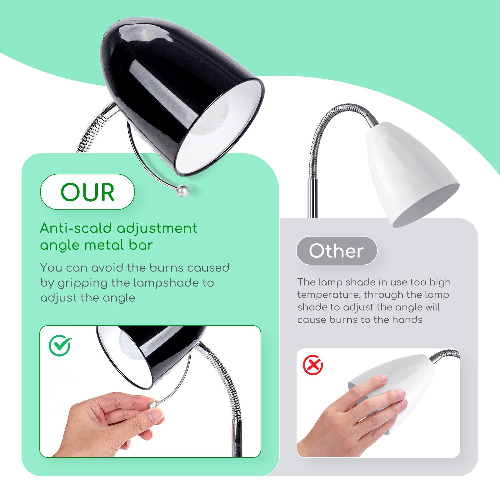 Aigostar Schreibtischlampe Aigostar Retro Kind Tischlampe, E27 (Max 11W), Flexibler Arm