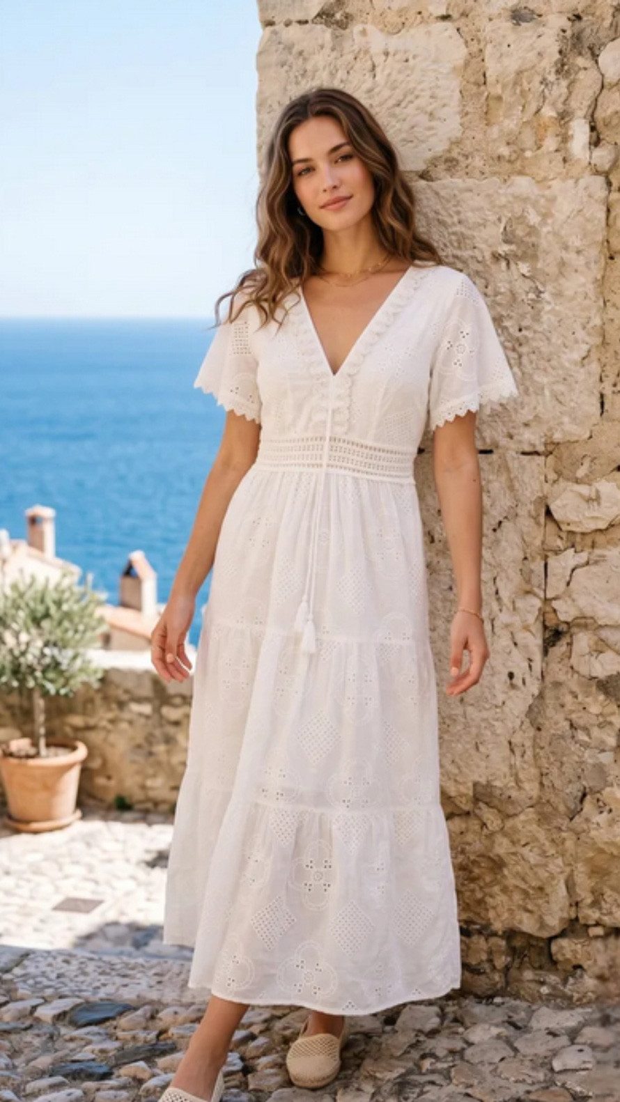 Charis Moda Maxikleid Sommerkleid im romantischen Bohéme Stil