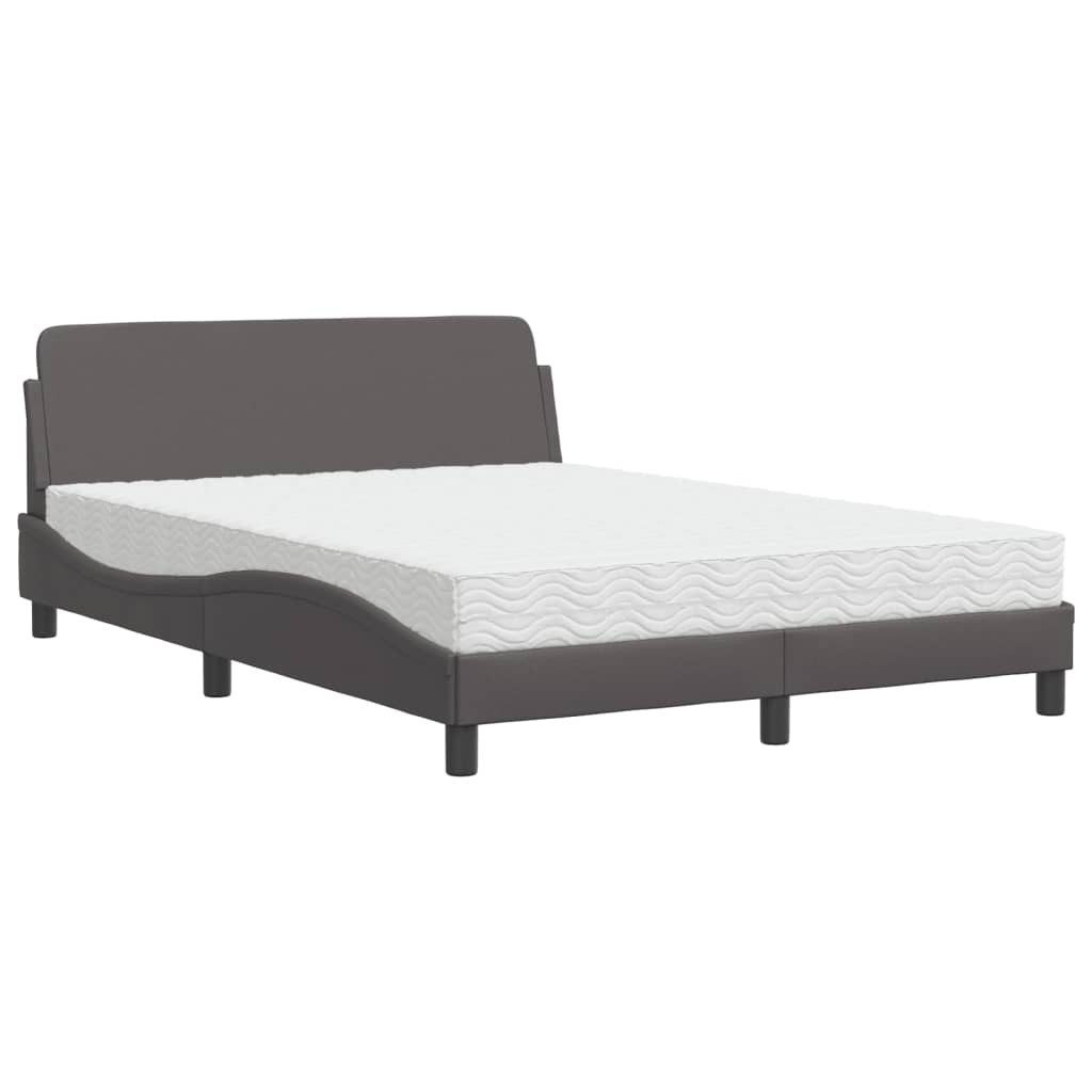 vidaXL Bett Bett mit Matratze "Dover" Grau 140x200 cm Kunstleder