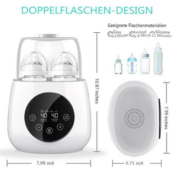 EIVOTOR Babyflaschenwärmer, 6-in-1 Multifunktional Milchwärmer für 2 Flaschen