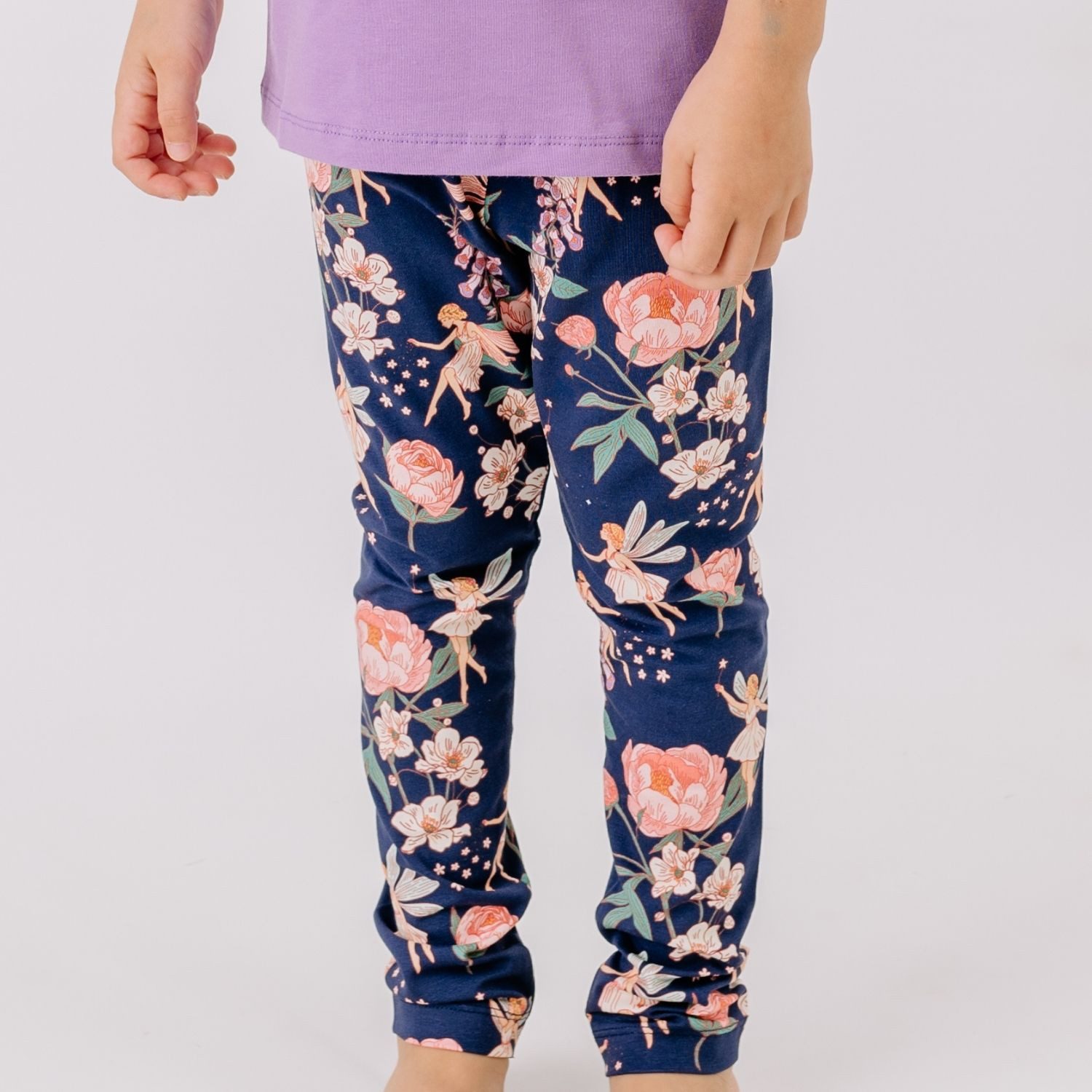 Walkiddy Leggings Walkiddy Feen & Blumen Kinder Bio Baumwolle GOTS Dunkelblau - Bio Baumwolle,GOTS, Kinderbekleidung,nachhaltige Klamotten
