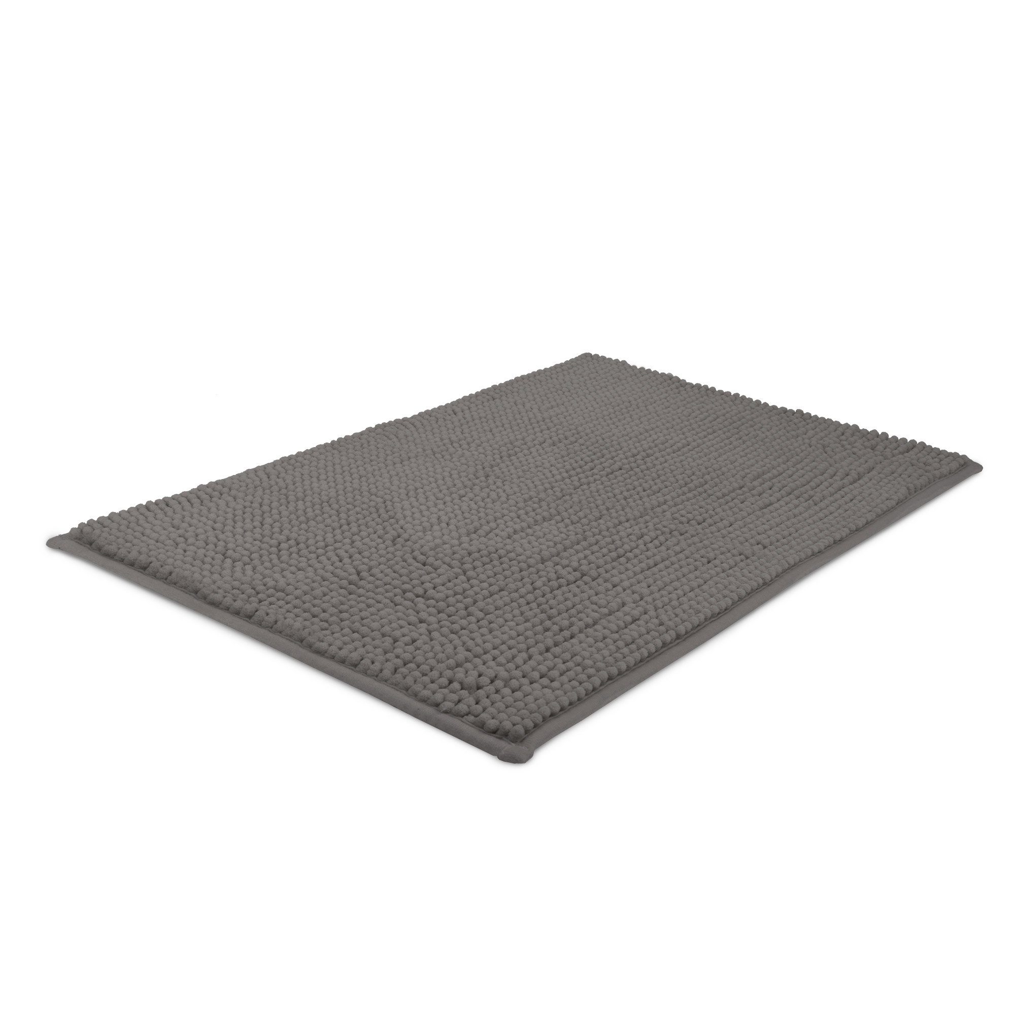 Beautissu Badematte Badematte BeauMare WR, 50x50cm rutschfest Chenille Anthrazit, Höhe 10 mm, Polyester, Badematte rutschfest 50x50 cm Chenille Badezimmerteppich Flauschig Bad