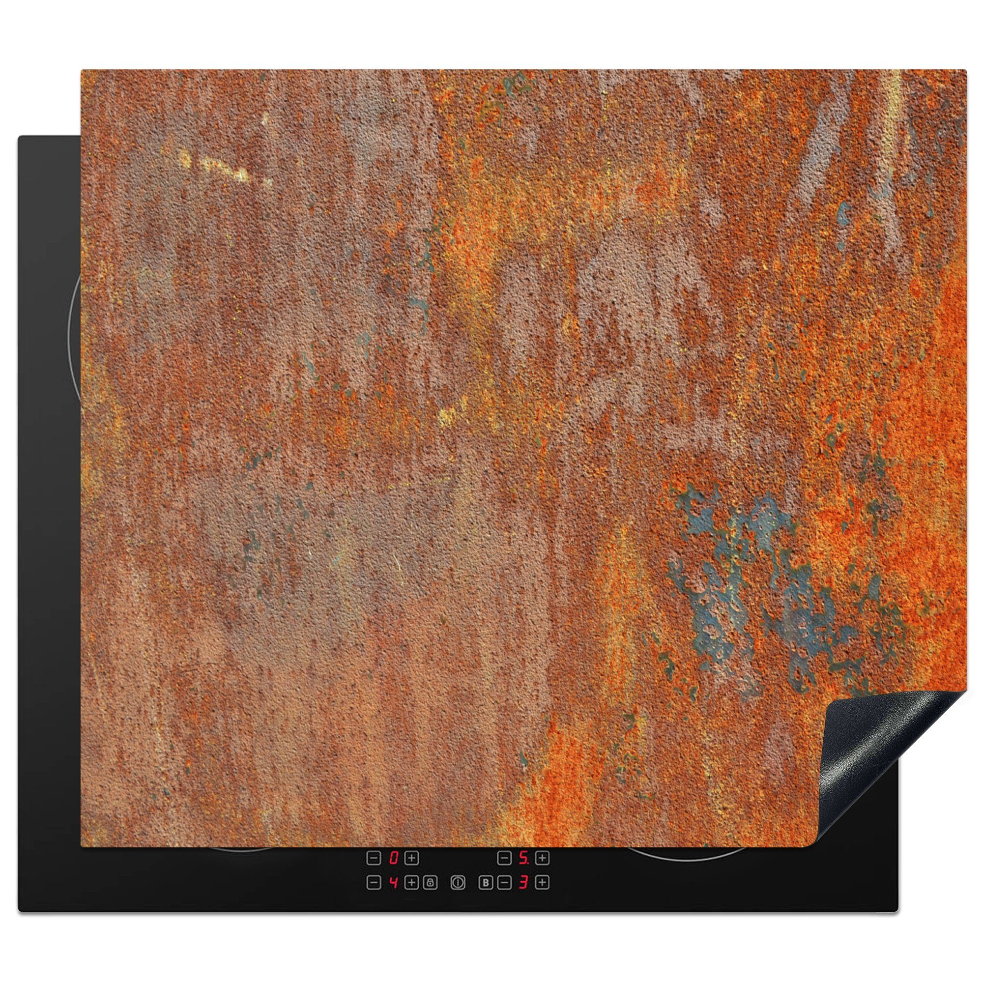 MuchoWow Herdblende-/Abdeckplatte Rost - Eisen - Industriell - Alt, Vinyl, (1 tlg), 57x51 cm, Induktionsschutz, Induktionskochfeld, Ceranfeldabdeckung