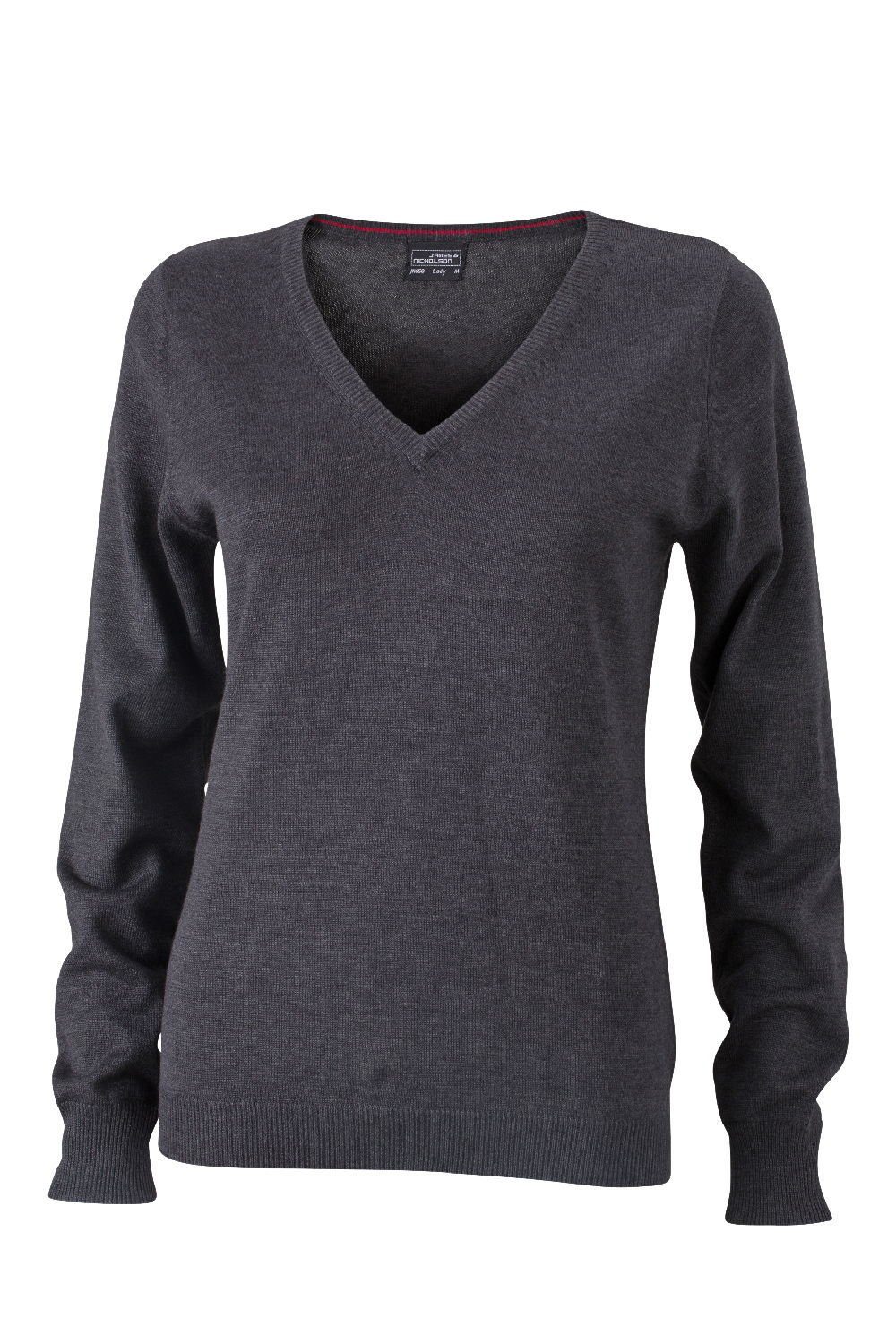 James & Nicholson Strickpullover JN 658 Damen V-Neck Pullover Leichte Strickqualität anthracite melange