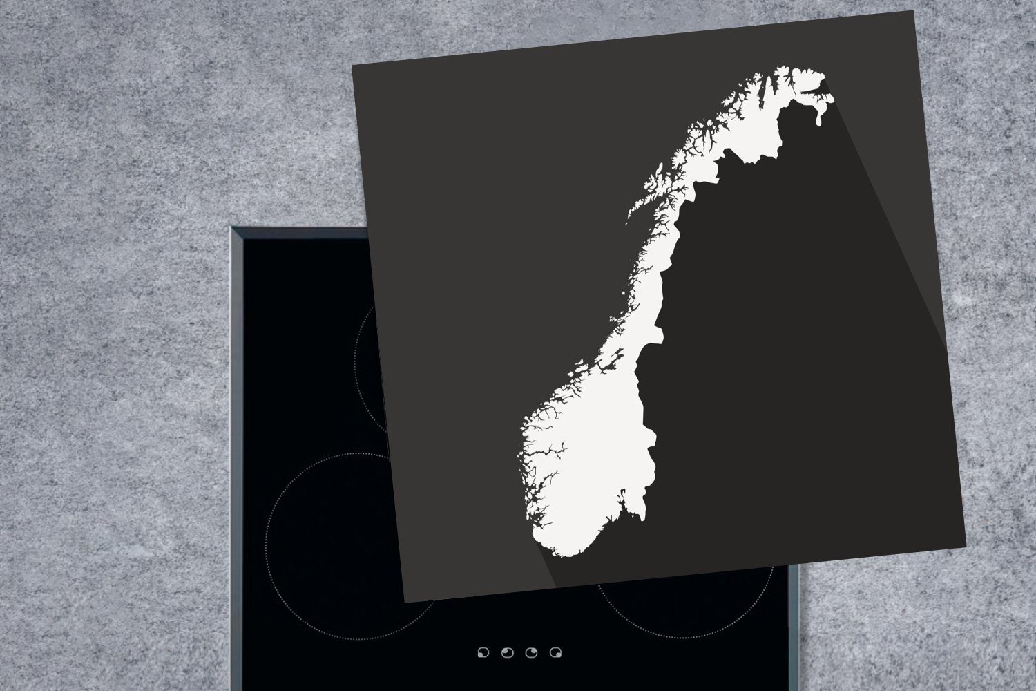 Arbeitsplatte (1 in von tlg), Vinyl, cm, küche schwarz-weiß, für Herdblende-/Abdeckplatte Norwegen Ceranfeldabdeckung, MuchoWow 78x78 Illustration