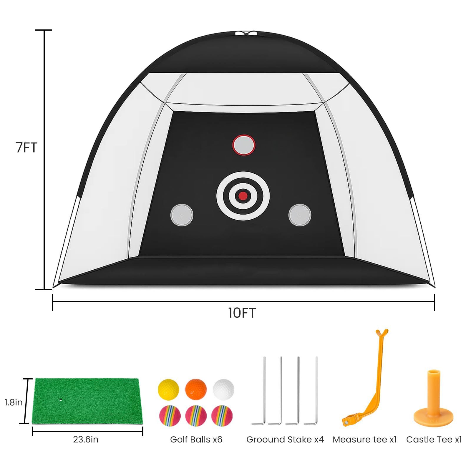 Youyijia Golf-Abschlagmatte Golf Übungsnetz 10x7 FT mit Matte – Professionelles