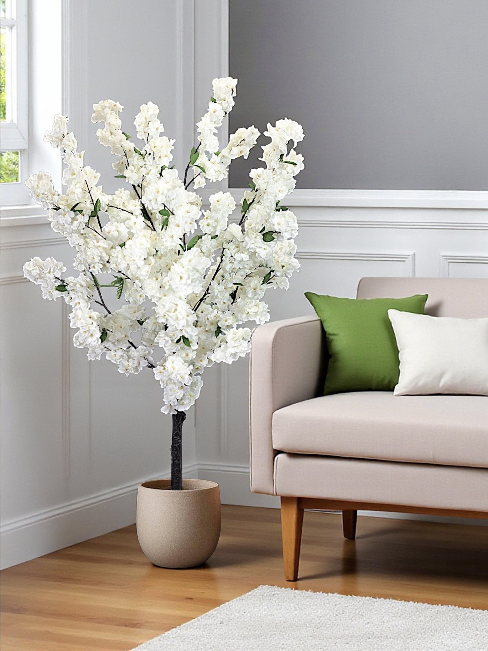 Kunstpflanze Künstlicher Kirschbaum Blüten Baum Kunstbaum Deko weißer Kirsc günstig online kaufen