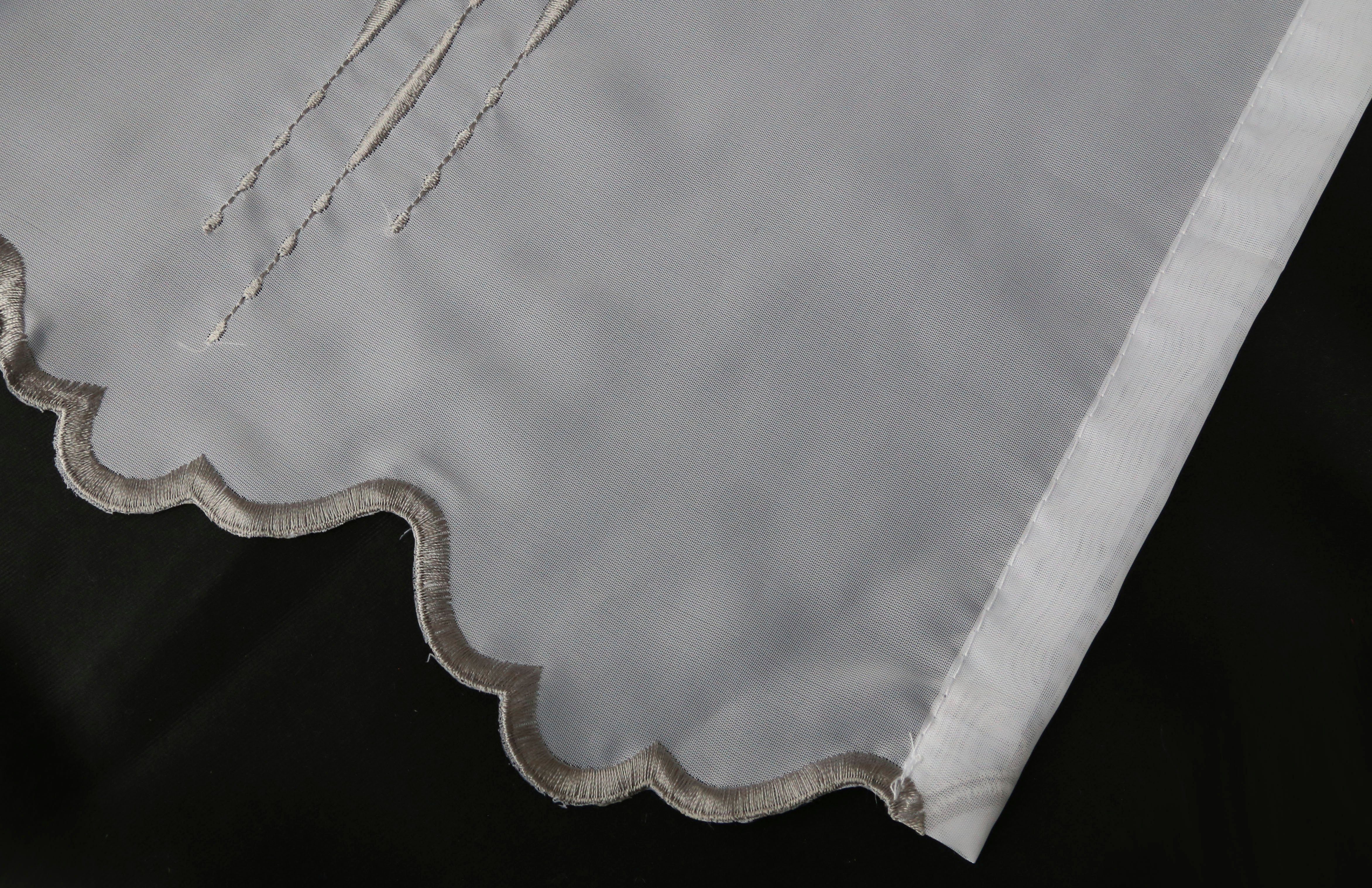 Gardine IDA, DELAVITA, Kräuselband (1 weiß/grau verschiedene St), Größen monochrom, transparent