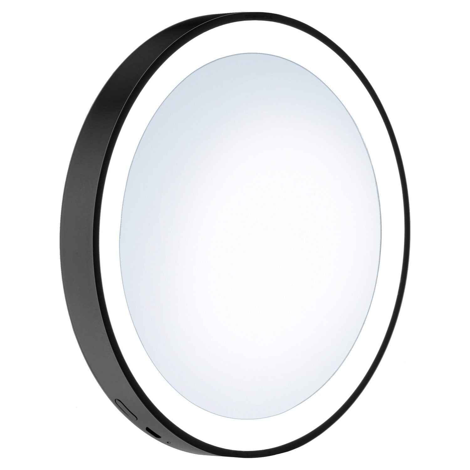 Smedbo Kosmetikspiegel OUTLINE LITE, Ø 12 cm, Schwarz, Kunststoff, LED-Bele günstig online kaufen
