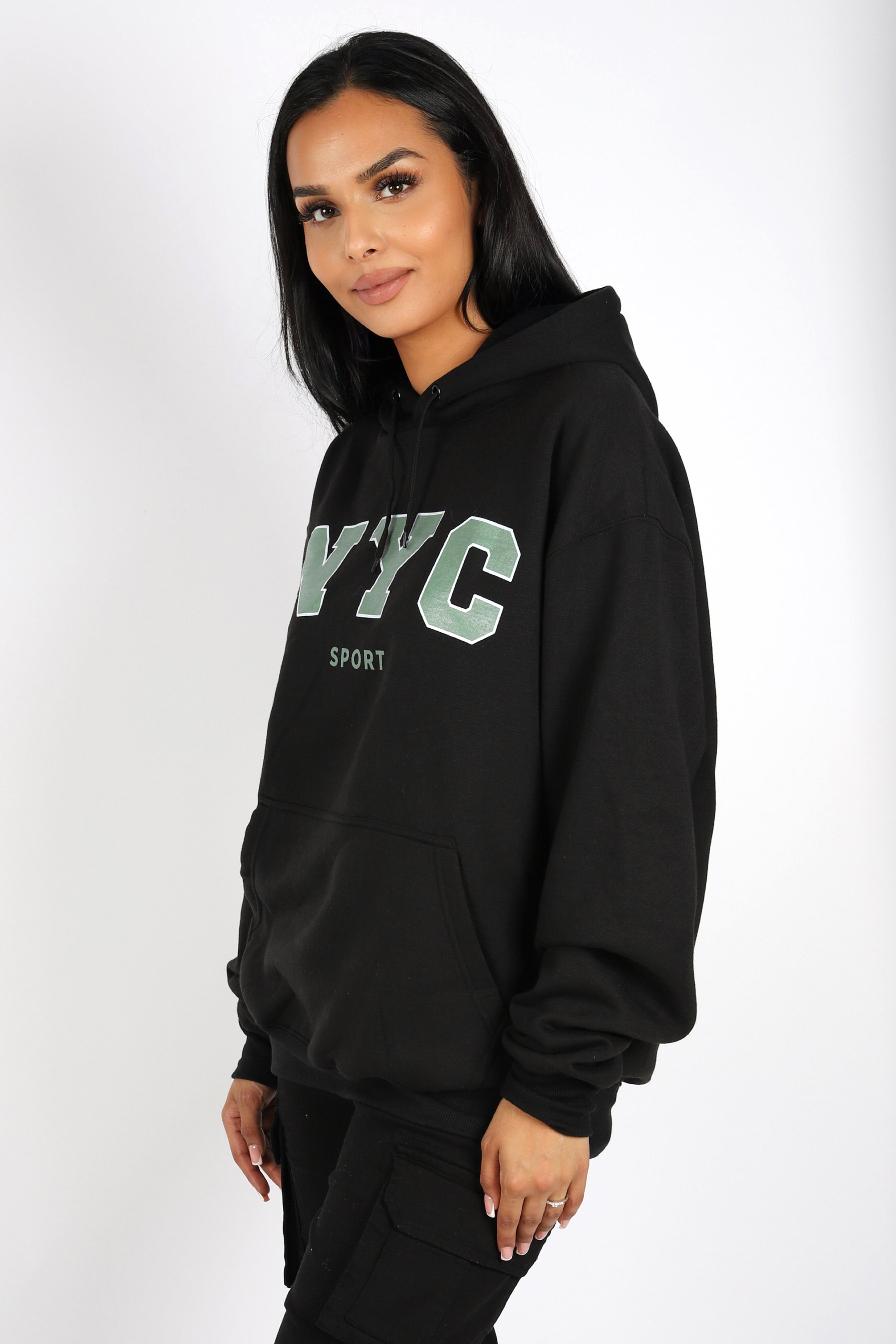 Worldclassca Hoodie Worldclassca Oversized NYC Sport Hoodie Print Kapuzenpullover Washed