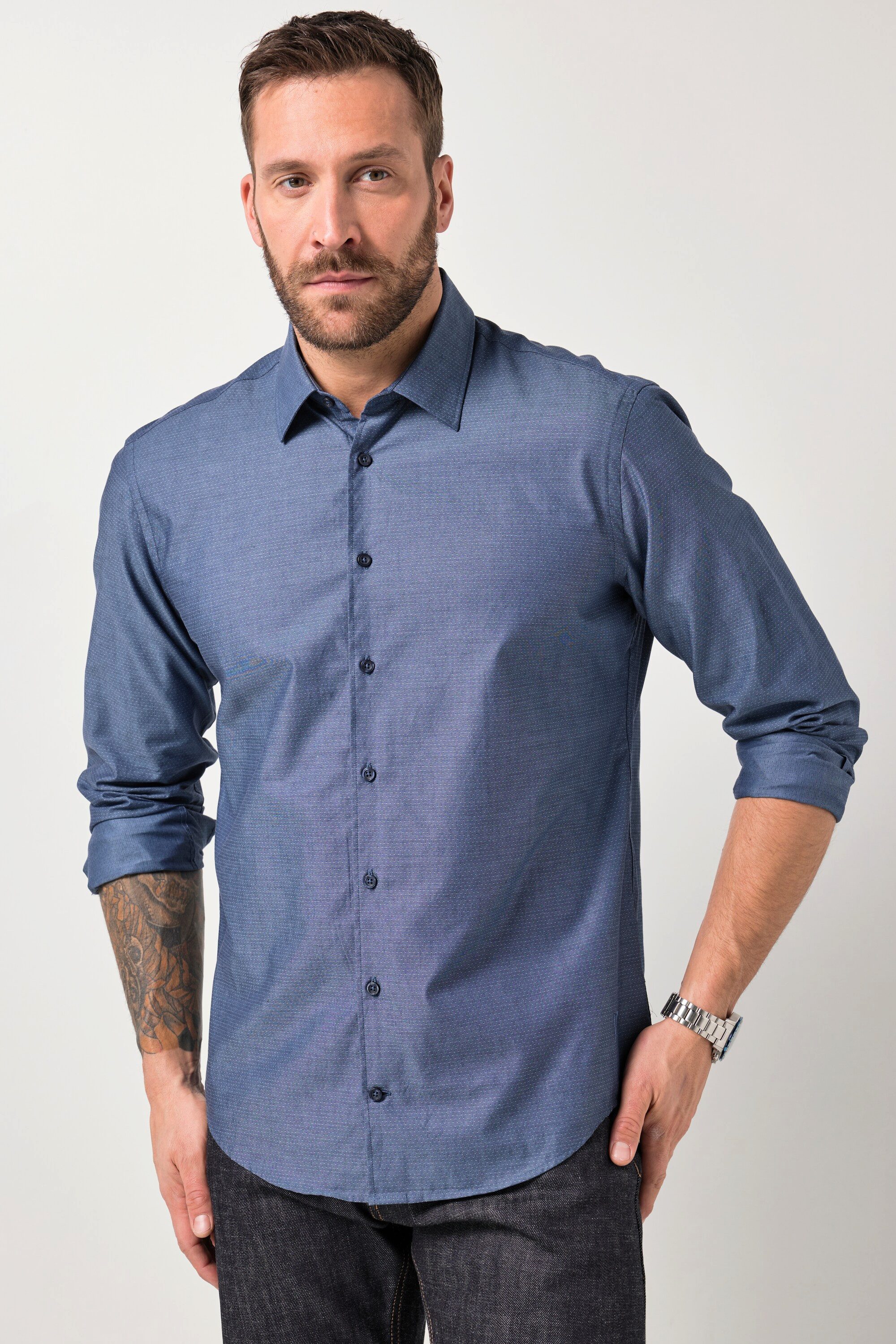 JP1880 Businesshemd Hemd Business Langarm Punkte Kentkragen Modern Fit