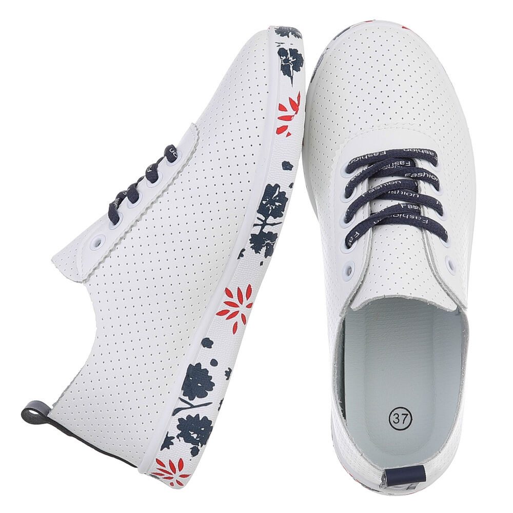 Ital-Design Stylischer Freizeitschuh mit floralem Sohlenrand Sneaker (91554308) Flach Sneakers Low in Weiß – Bild 2 von 5