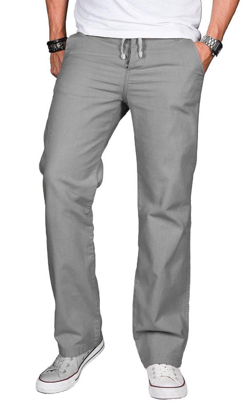 Alessandro Salvarini Stoffhose Herren Sommer, Leinen Optik AS034 hellgrau