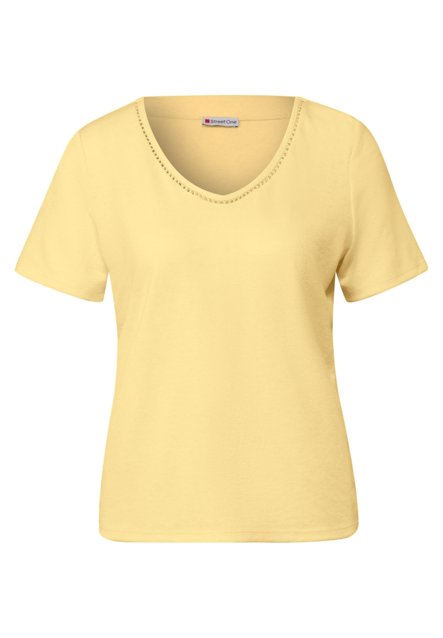 STREET ONE Shirttop – Unifarbenes Shirt in Leinen-Optik mit V-Ausschnitt un günstig online kaufen