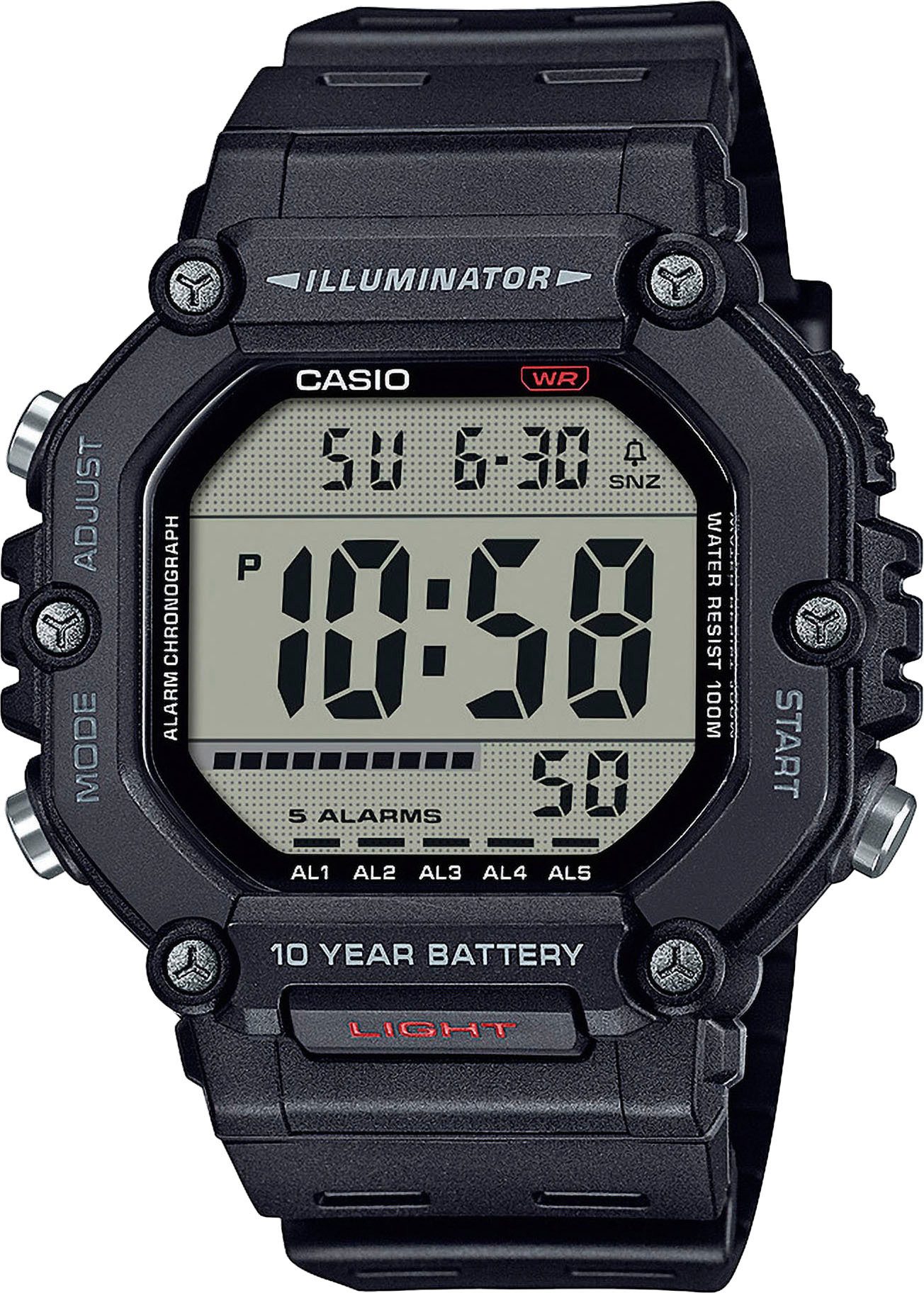 CASIO TIMELESS COLLECTION Chronograph AE-1600H-1AVEF, Quarzuhr, Armbanduhr, Herrenuhr, Digitaluhr, bis 10 bar wasserdicht