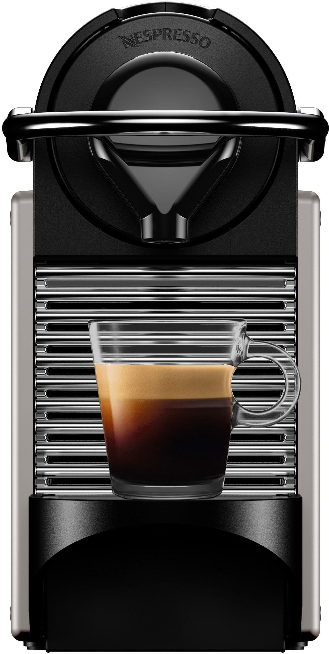 Nespresso Kapselmaschine XN304T Pixie von Willkommenspaket Kapseln 14 Druck, Bar Wassertank: 19 Krups, 0,7 mit L, inkl