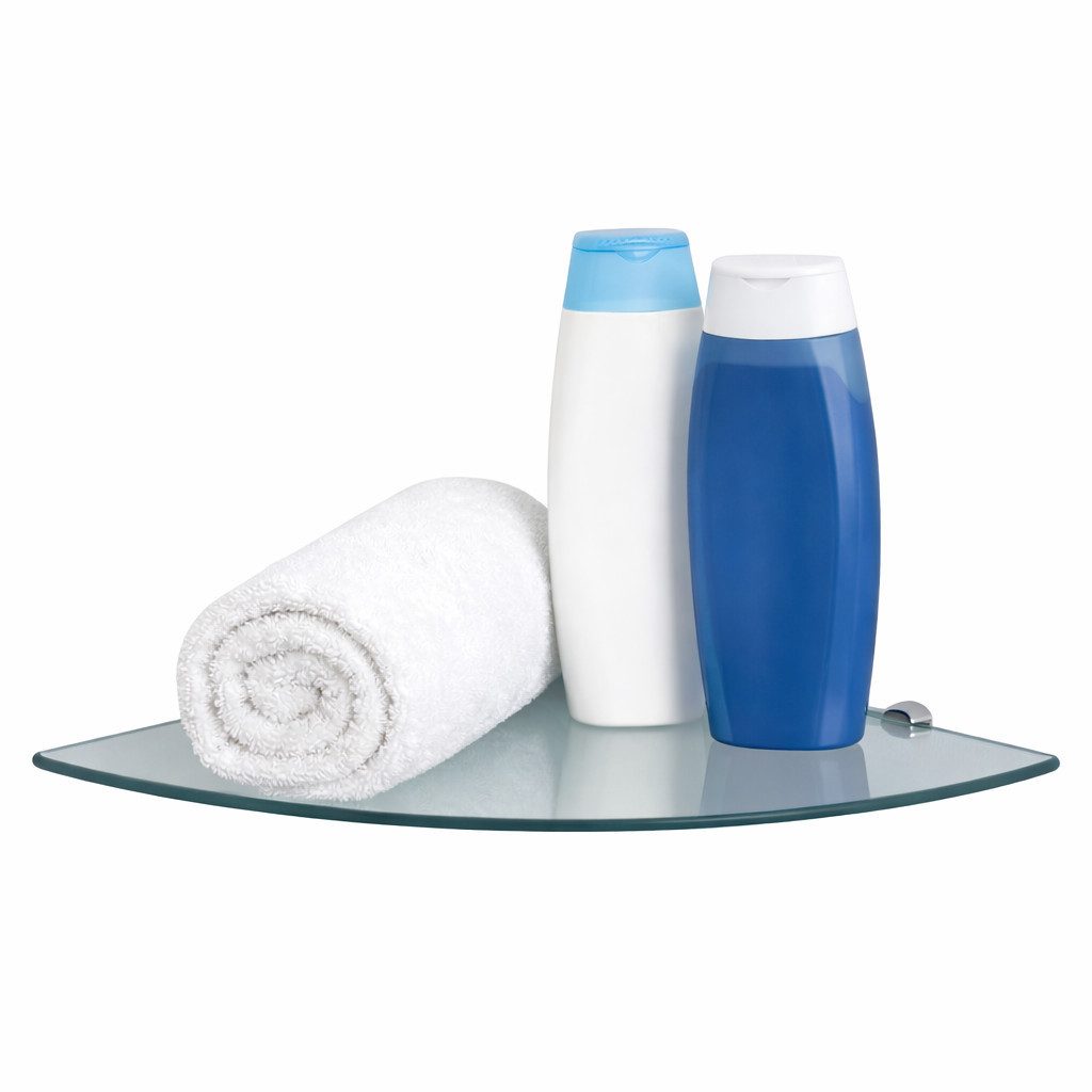 HOOZ Eckregal Glasregal Eckablage ESG – 6 mm, abgerundetes Duschregal mit Halterung, Wandregal, Platzsparende Glasablage für Dusche, Bad, Küche oder Wohnraum