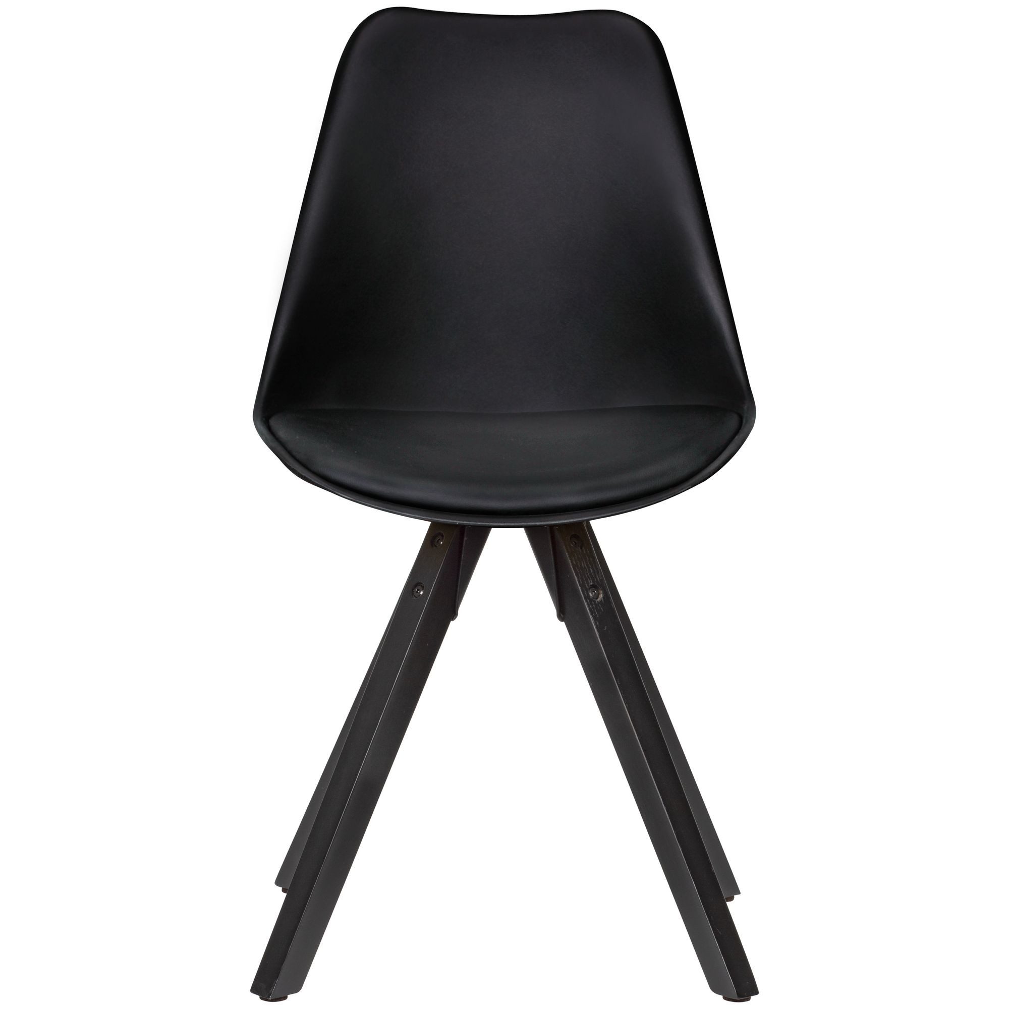 Wohnling Esszimmerstuhl 2er Set Schwarz Polsterstuhl Küchenstuhl Skandinavisch (2er Set Retro Küchenstuhl Schwarz Kunstleder), Schalenstuhl Esszimmer, Polsterstuhl Skandinavisch