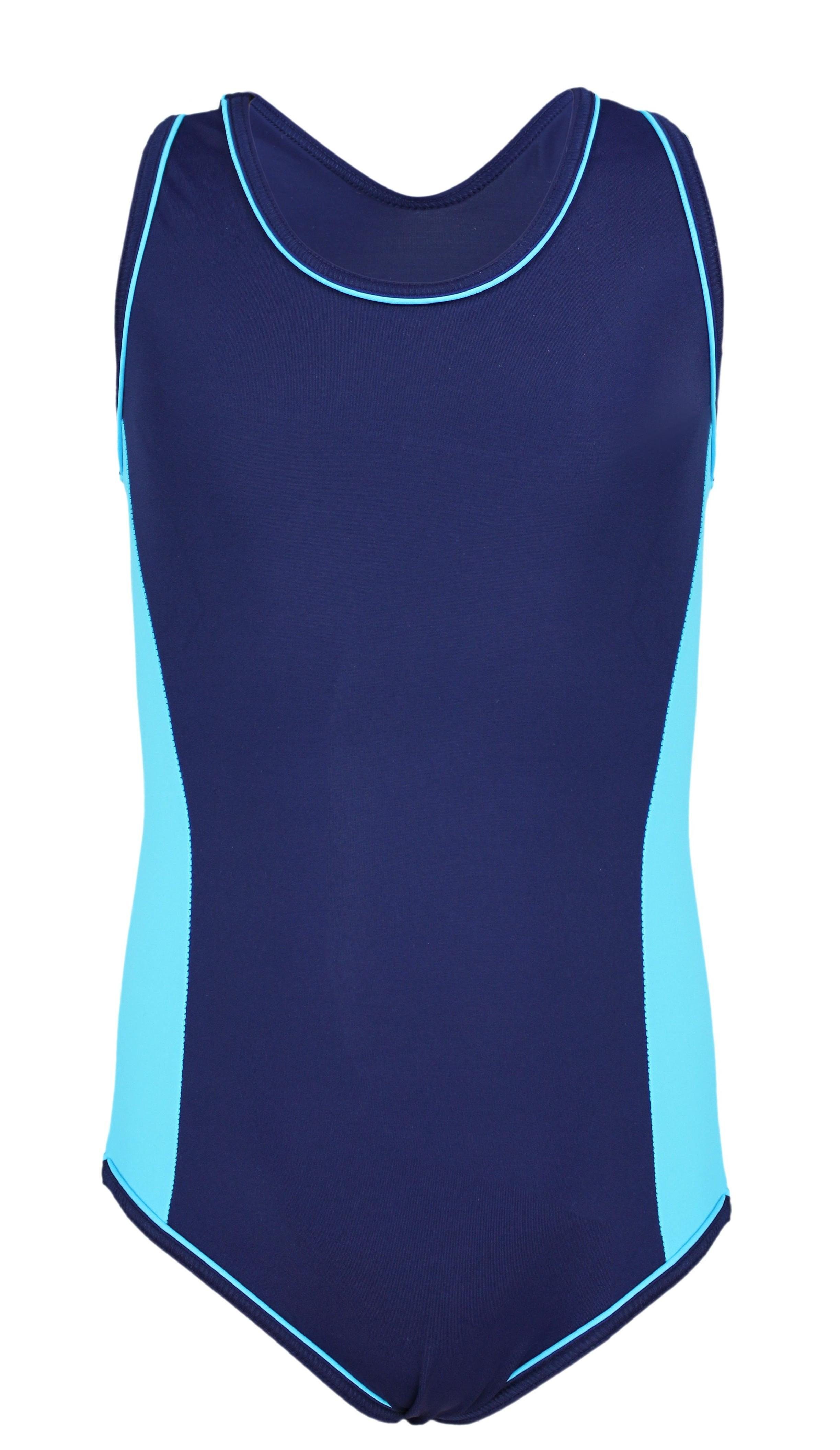Badeanzug Racerback / Dunkelblau Schwimmanzug Schwimmanzug Mädchen mit Blau Aquarti Sportlich Aquarti