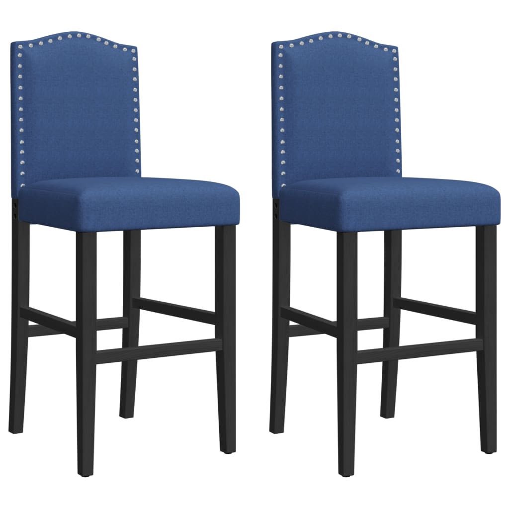 Barhocker Barstühle 2 Stk. Massivholz Gummibaum und Stoff