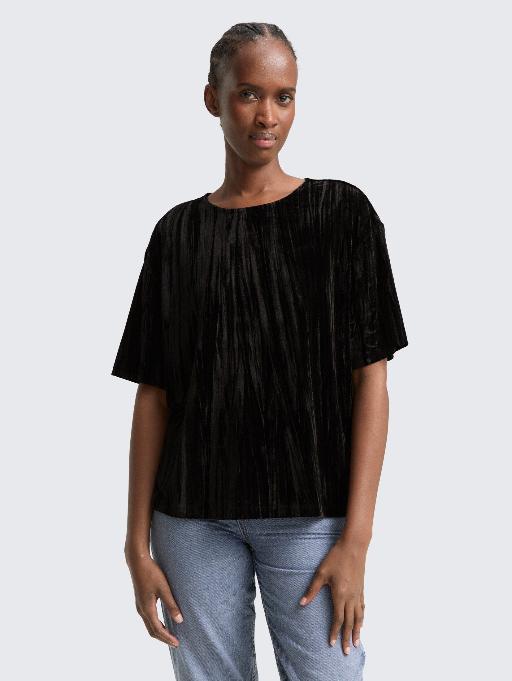 TOM TAILOR Denim T-Shirt T-Shirt Loose Fit T-Shirt aus Samt