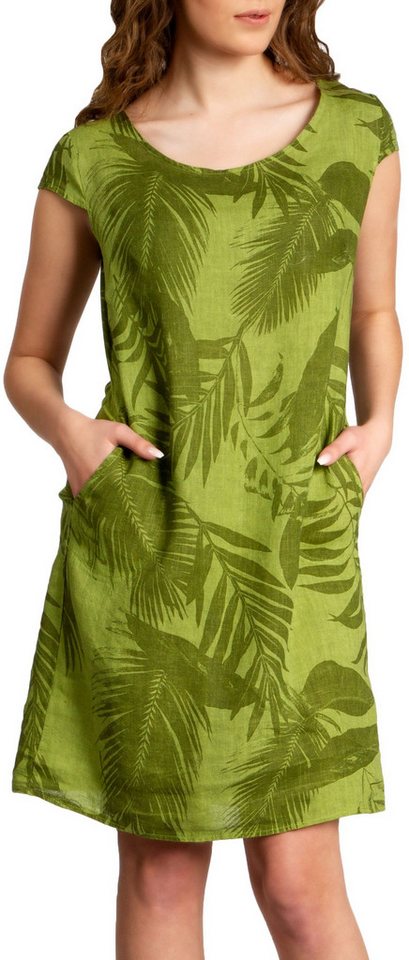 Caspar Sommerkleid SKL027 knielanges elegantes Damen Sommer Leinenkleid Luftig leicht, figurumspielende Form, mit seitlichem Jersey-Einsatz