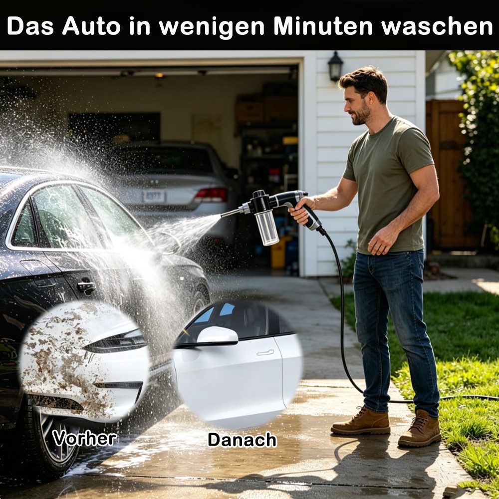 AFKSMILE Multifunktionsbrause 5 Stück Hochdruckpistole Set, Hochdruckreiniger mit Schaumflasche, Hochdruckdüse, 4 Strahlarten Gartenspritze, Sprühen und Reinige – Bild 5 von 5