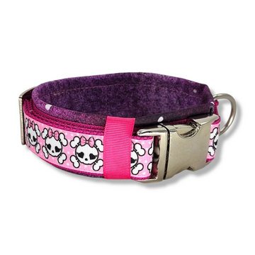D by E Couture Hunde-Halsband "Pink Skull Galaxy II", gepolstert, verstellbar, 30mm breit, Handmade
