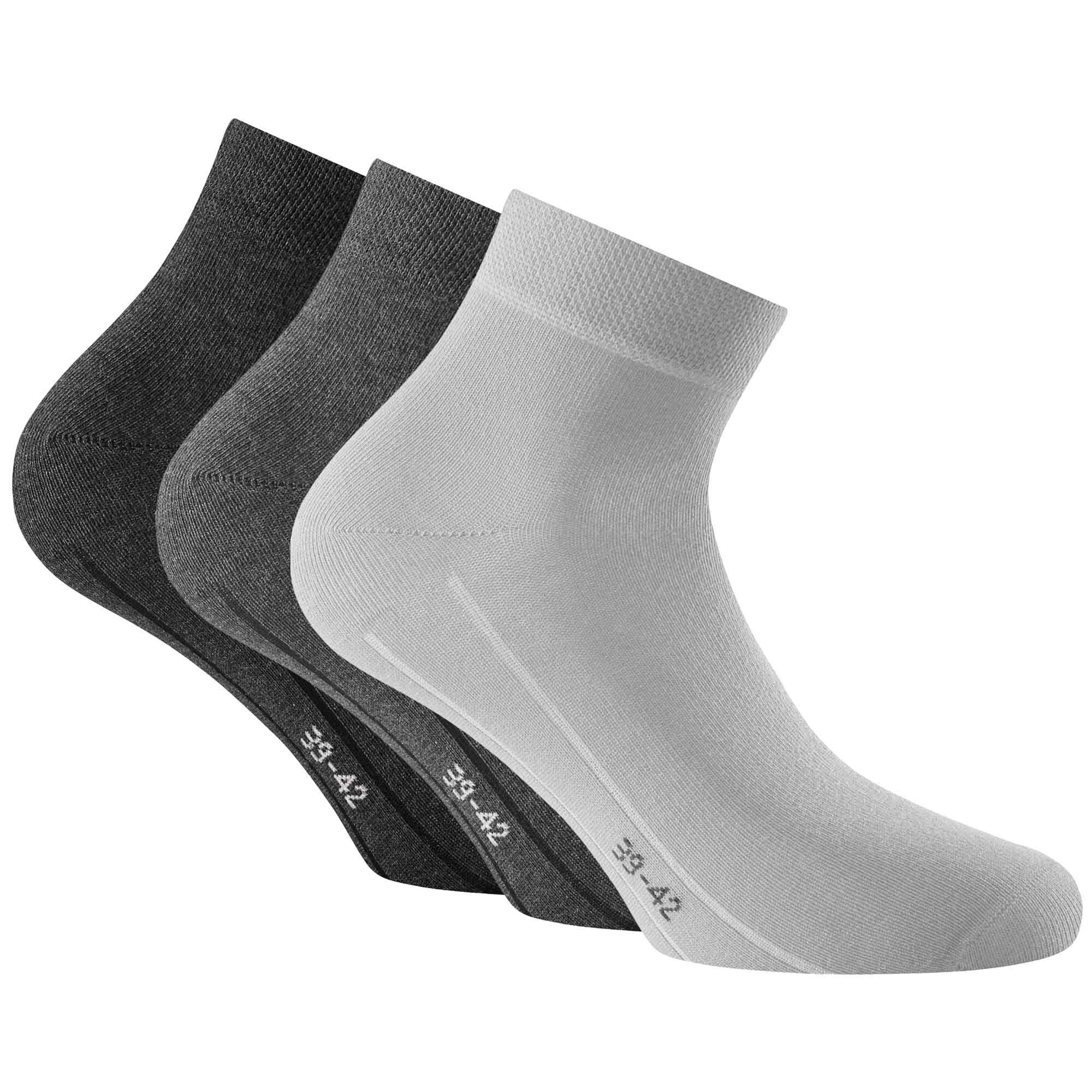 Rohner Socks Sneakersocken Unisex Quarter Socken, 3er Pack - Sneaker Plus Grau