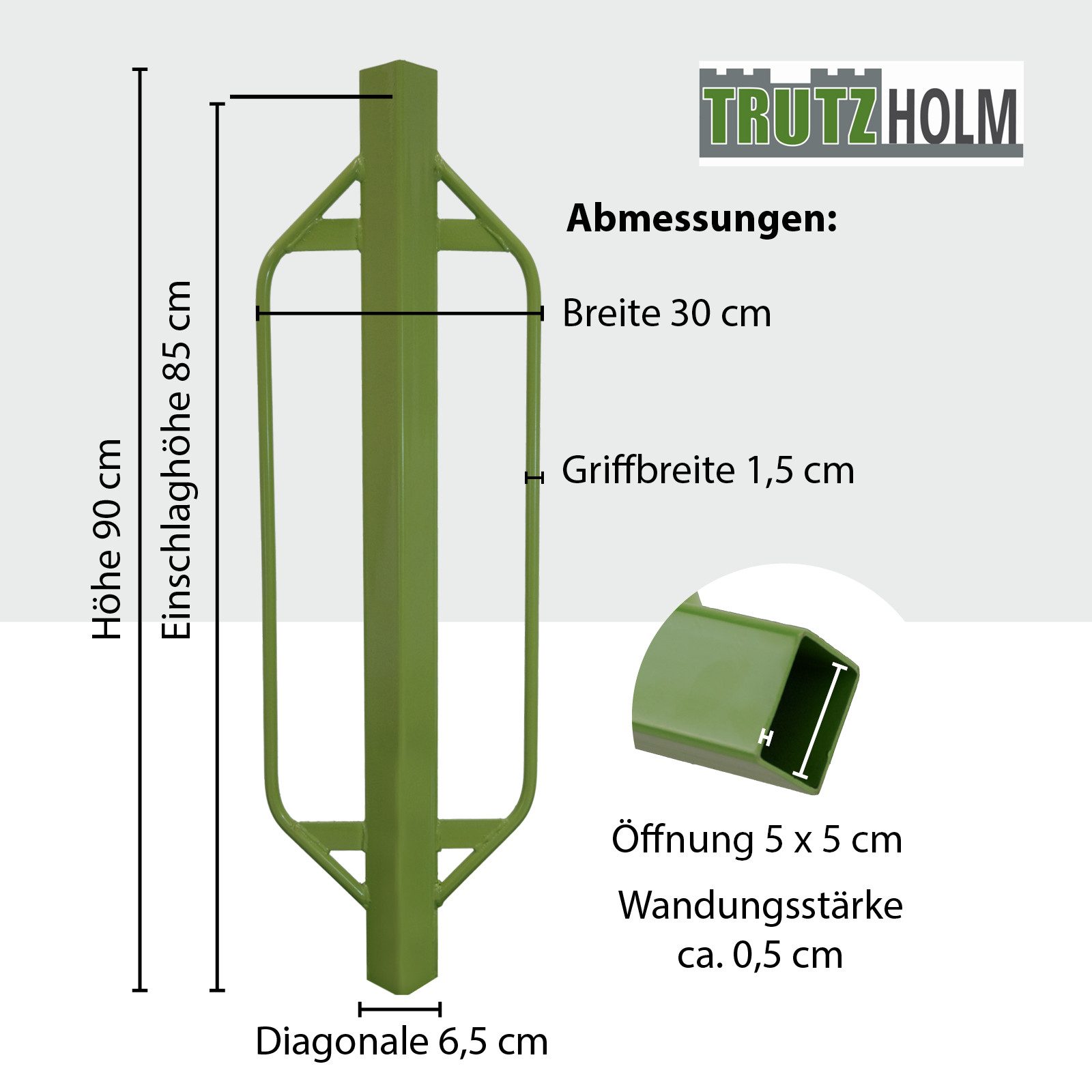 TRUTZHOLM Maschendrahtzaun Handramme 90 x 30 cm 8 kg für Z-Profile Pfahlramme Zaunpfahlramme, (Produkt)