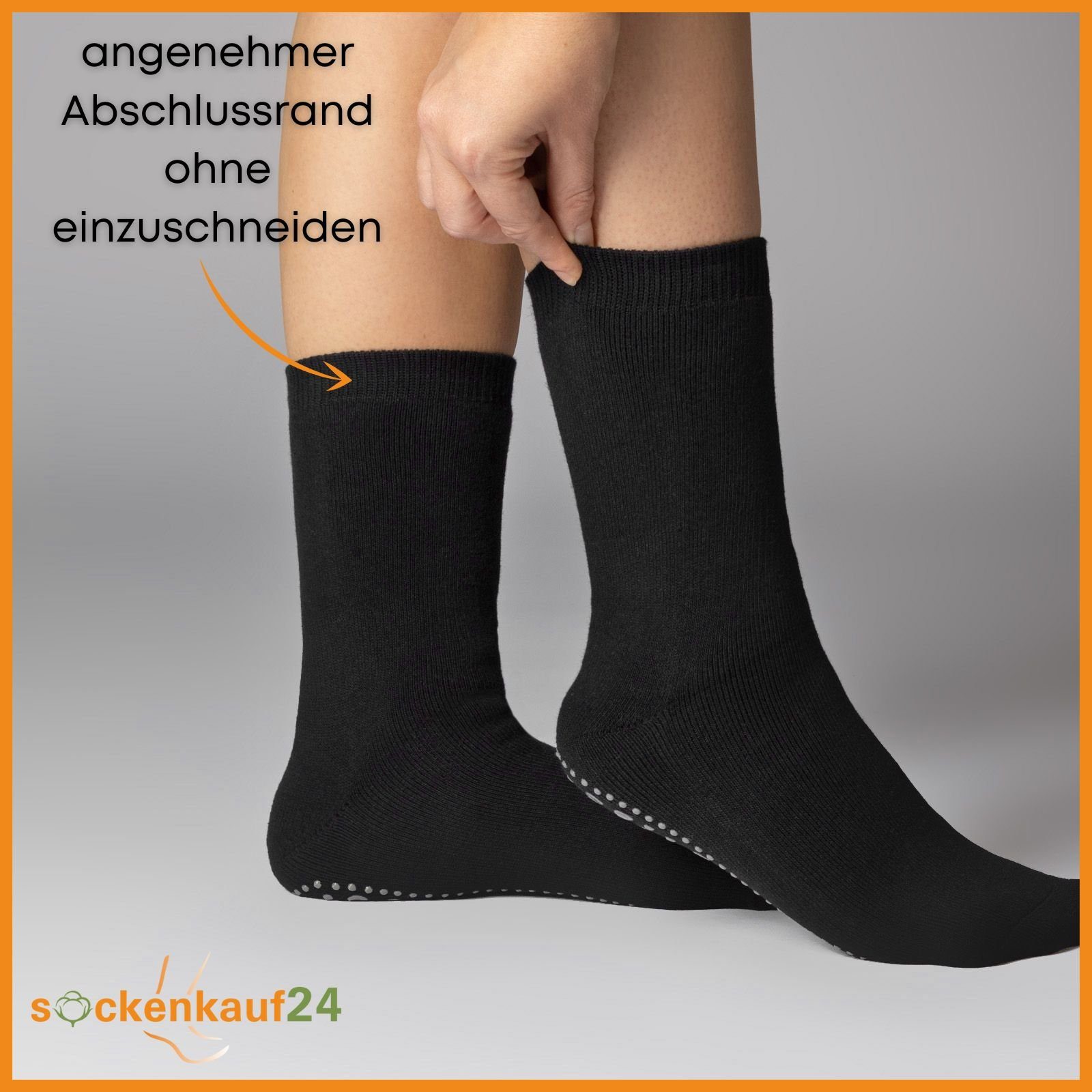 sockenkauf24 - Stoppersocken Socken 3 Noppen Paar (Schwarz, ABS Socken Damen WP Rutsch 3-Paar, ABS-Socken oder Anti "Premium" 6 43-46) 8600 Herren