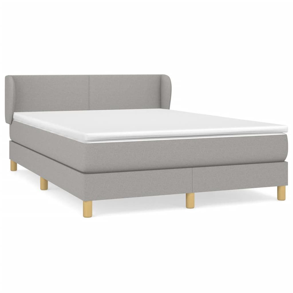 Boxspringbett 140 x 200 cm Boxspringbett mit Matratze Hellgrau 140x200 cm Stoff Bett