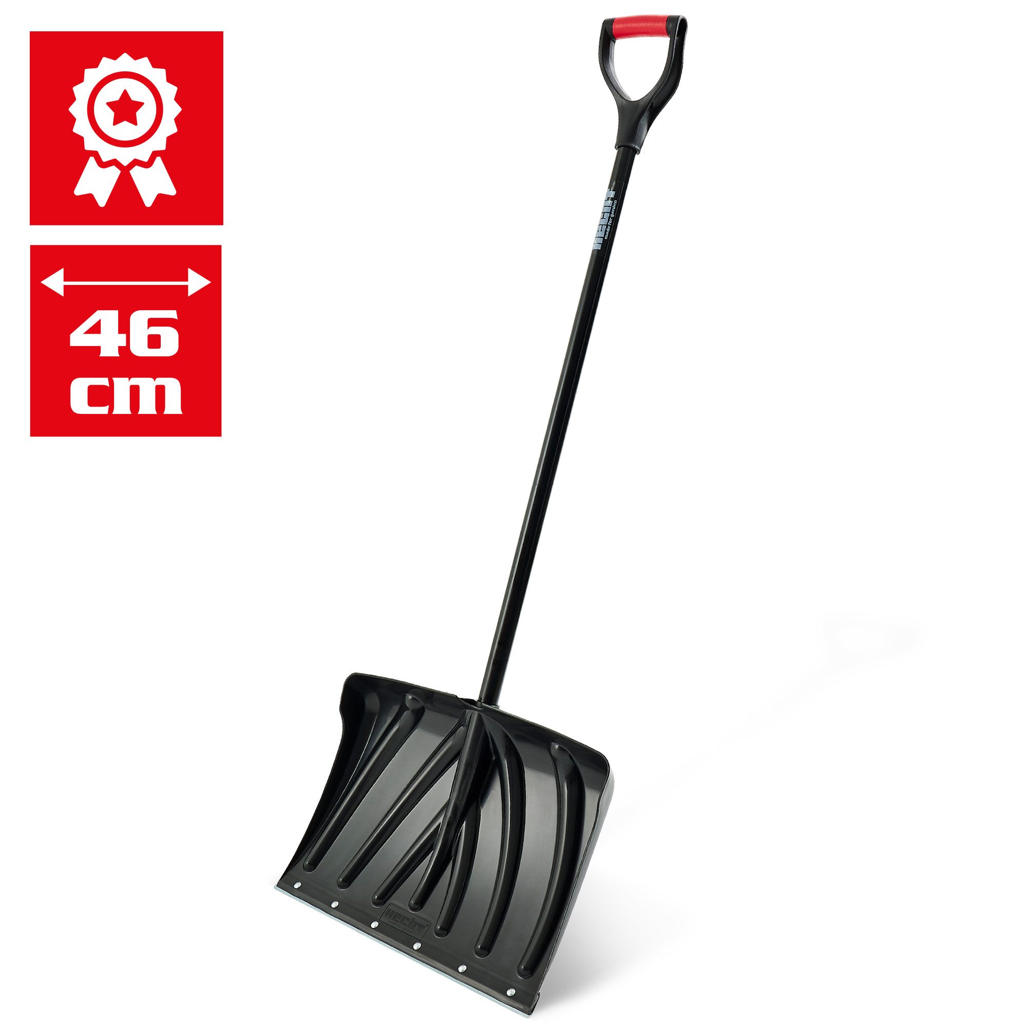 Hecht Schneeschieber 460 GT Schneeschaufel mit Stahlkante & Kunststoffschild, 46 cm Arbeitsbreite, mit 106 cm langem Stiel, (1-tlg), Schneeräumer für Gehweg, Einfahrt & Hof, Winterdienst