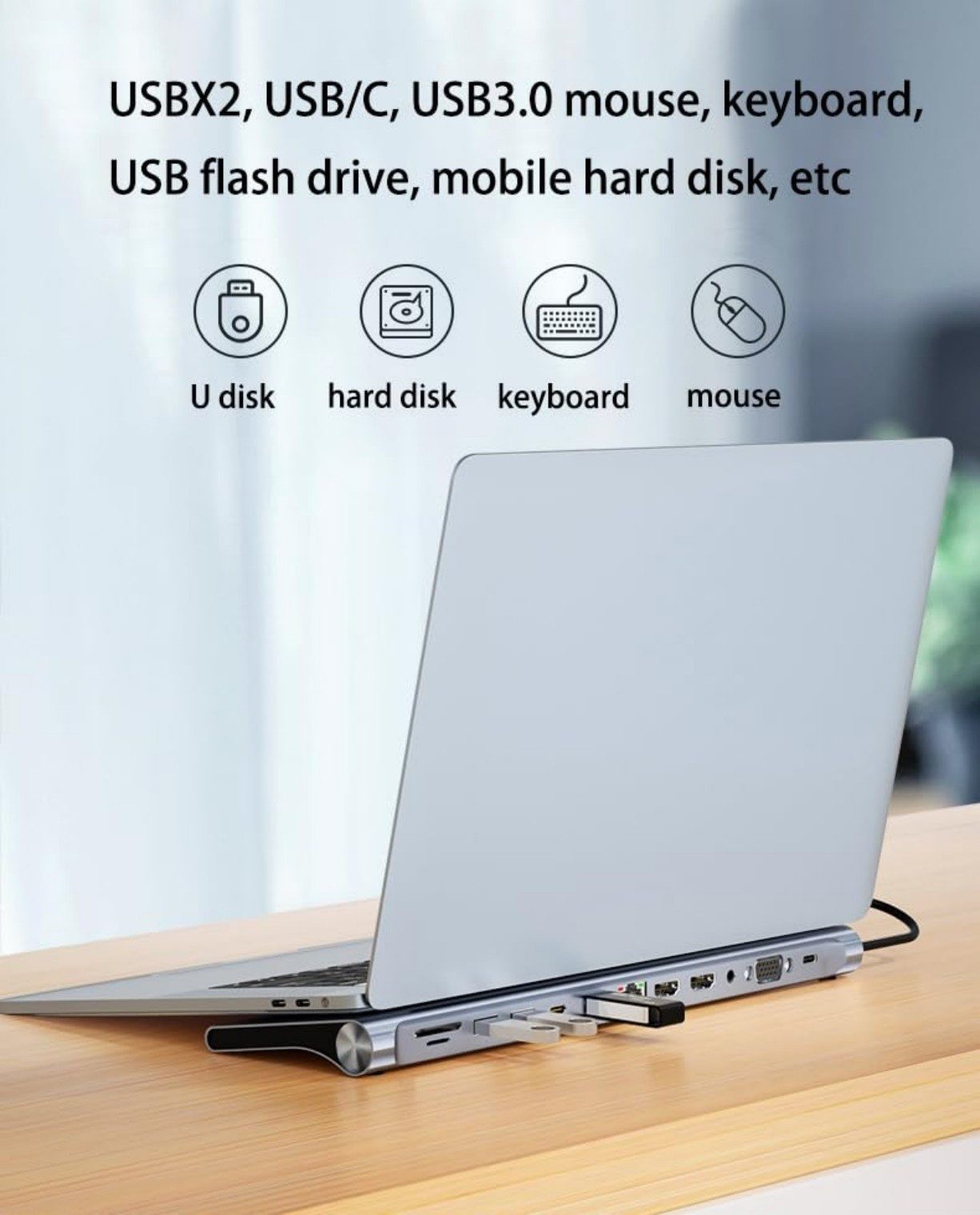 MOPUEA Dockingstation Laptop 12in1 USB C Hub HDMI TF SD Audio PD87W Dockingstation (4K/30Hz, 1080P, PD87W, Audioanschluss, Hochgeschwindigkeit)