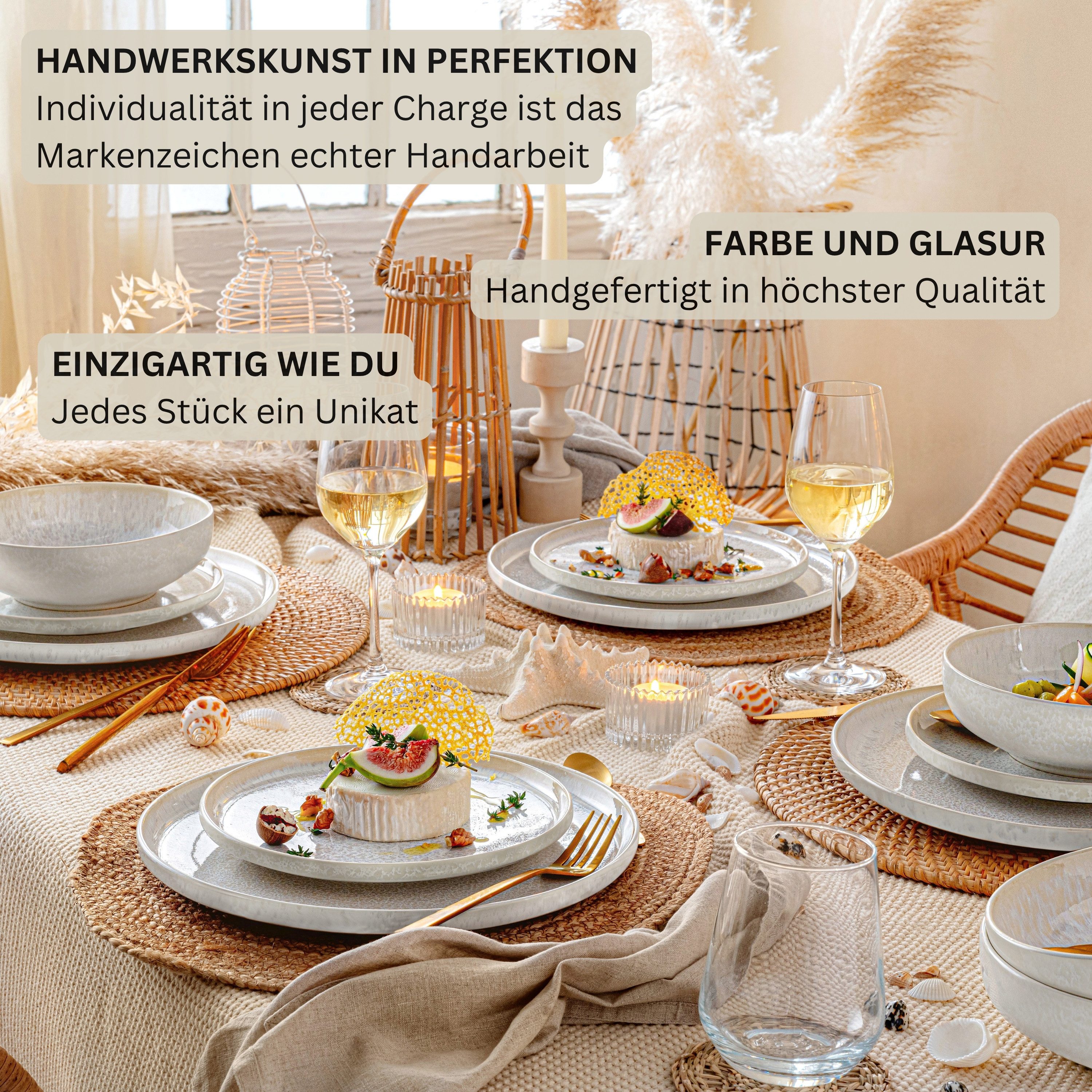 SÄNGER Becher Korfu Kaffeebecher Set (4-teilig), 4-tlg., Steingut, 150ml, Creme Farben, Handmade, Premium Collection – Bild 5 von 5
