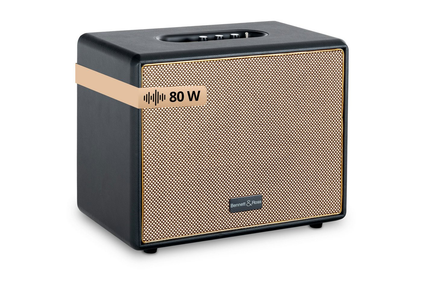 Bennett & Ross BB-880 Blackmore Giant Bluetooth-Speaker (80 W, Retro Lautsprecher in Lederoptik mit TWS-Funktion)