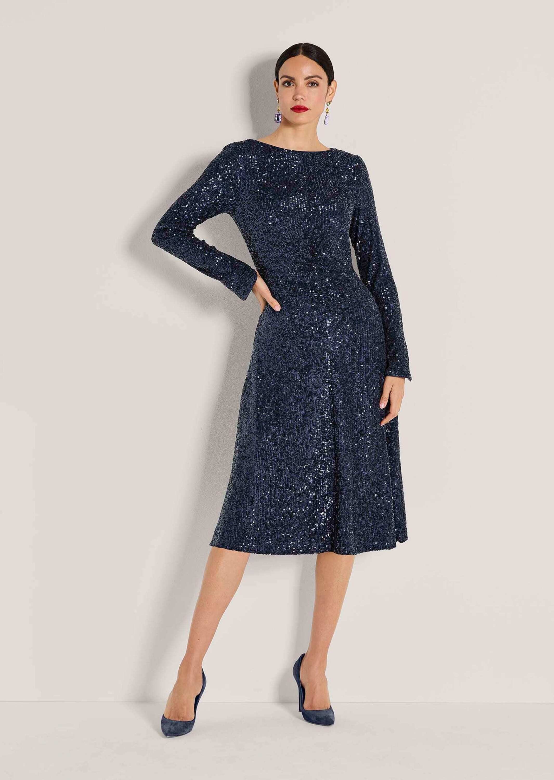 MADELEINE Midikleid Abendkleid mit Glanzeffekt Stilvolles Eventkleid mit U- günstig online kaufen