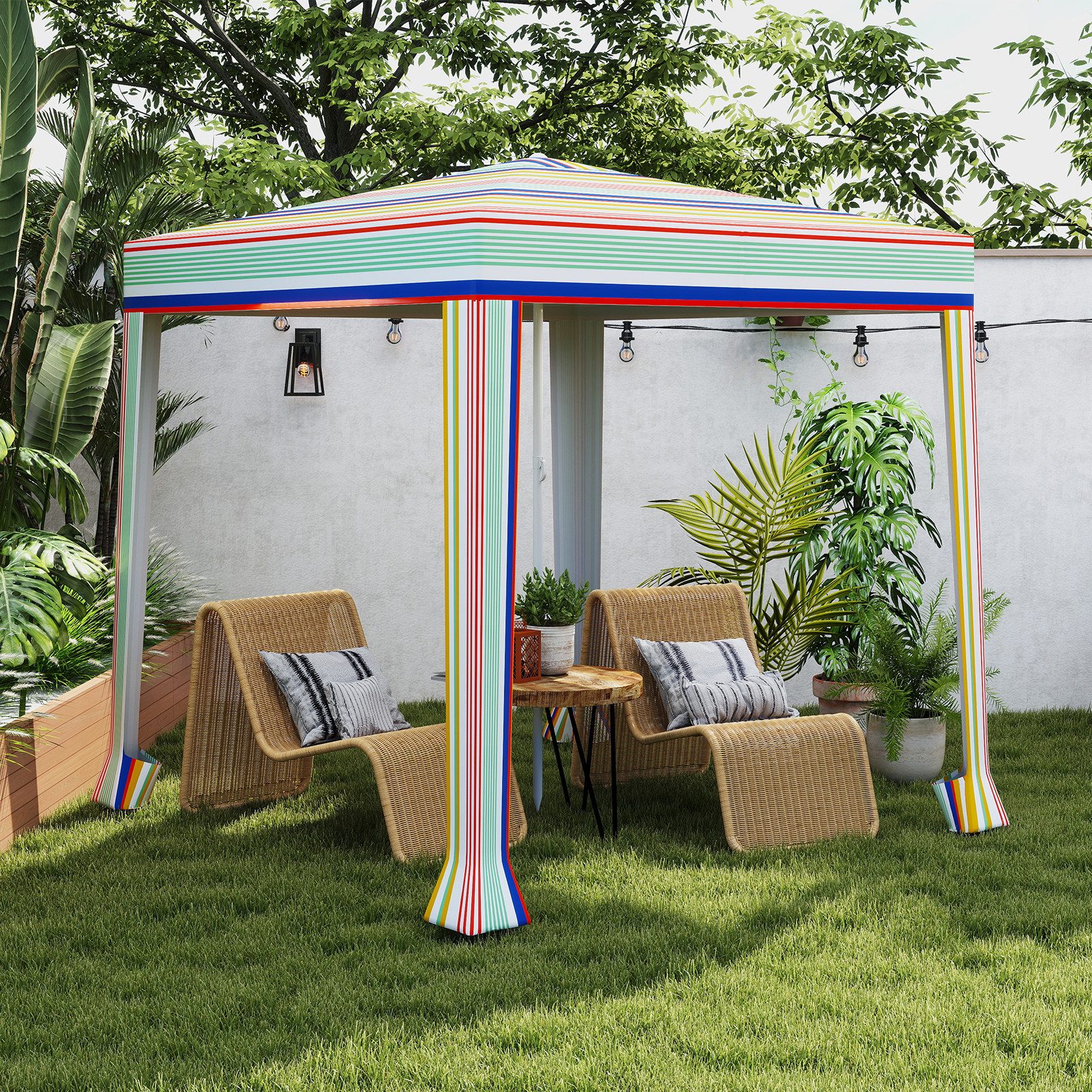 COSTWAY Faltzelt, 200x200 cm aufklappbares Strandzelt mit Sandsäcken