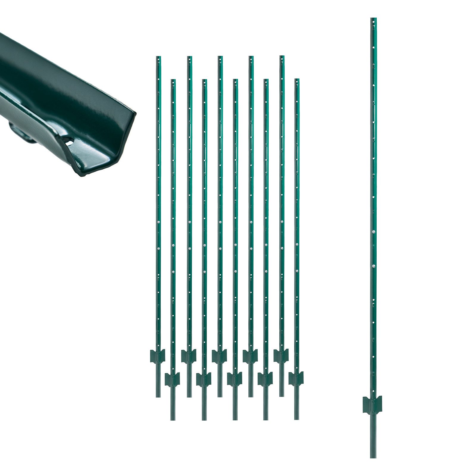 TRUTZHOLM Zaunpfosten TRUTZHOLM 10x U-Profil Zaunpfosten 192 cm Stahl pulverbeschichtet, (Spar-Set), Hohe Stabilität,Korrosionsbeständig,Robust